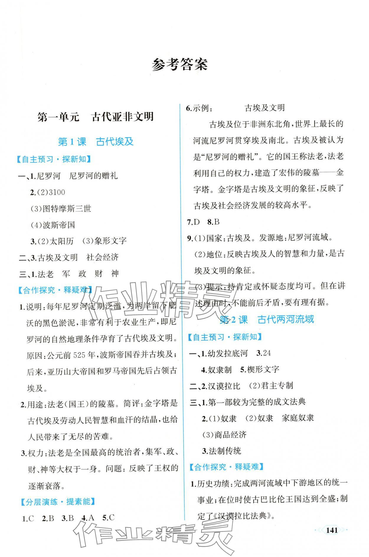 2025年同步导学与优化训练九年级历史上册人教版 第1页