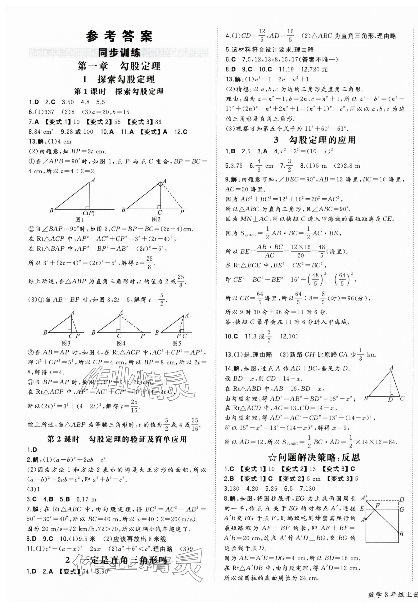 2025年一本初中同步一本训练方案八年级初中数学上册北师大版 第1页