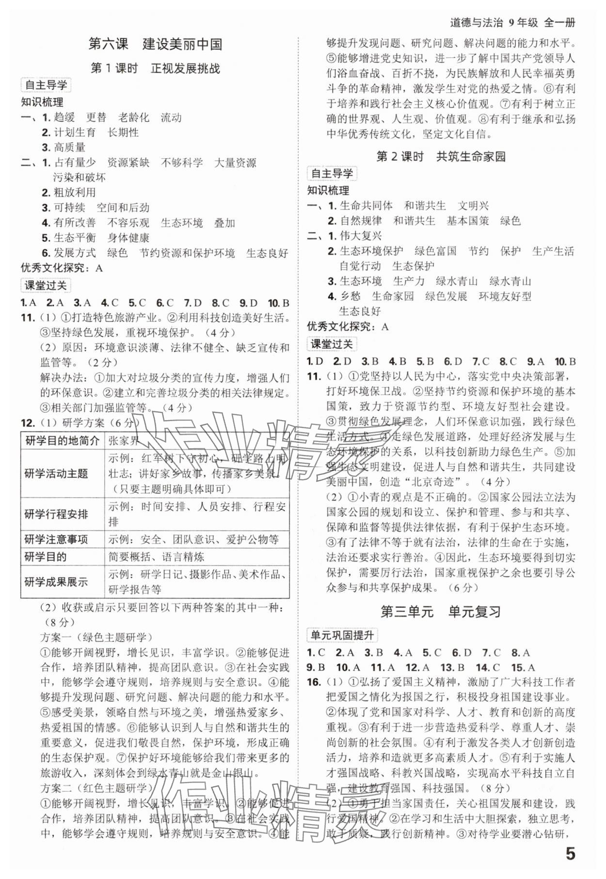 2025年全程突破九年级道德与法治全一册人教版 第5页