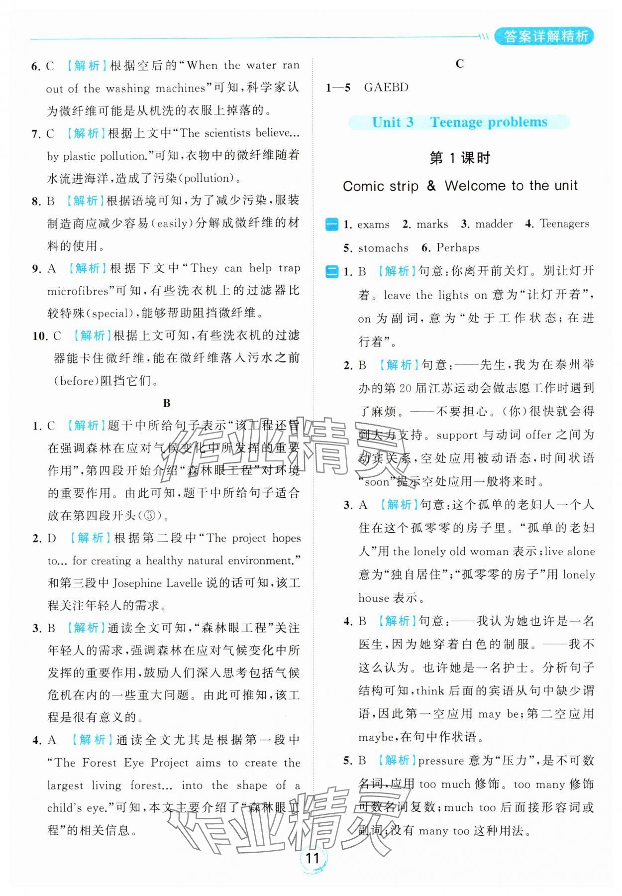 2023年亮点给力全优练霸九年级英语上册译林版 参考答案第11页