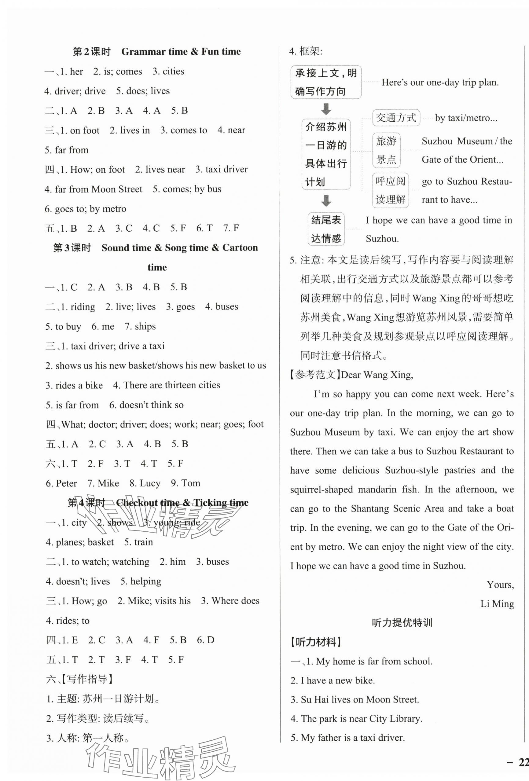 2025年綠卡提優特訓五年級英語下冊譯林版江蘇專版 參考答案第3頁