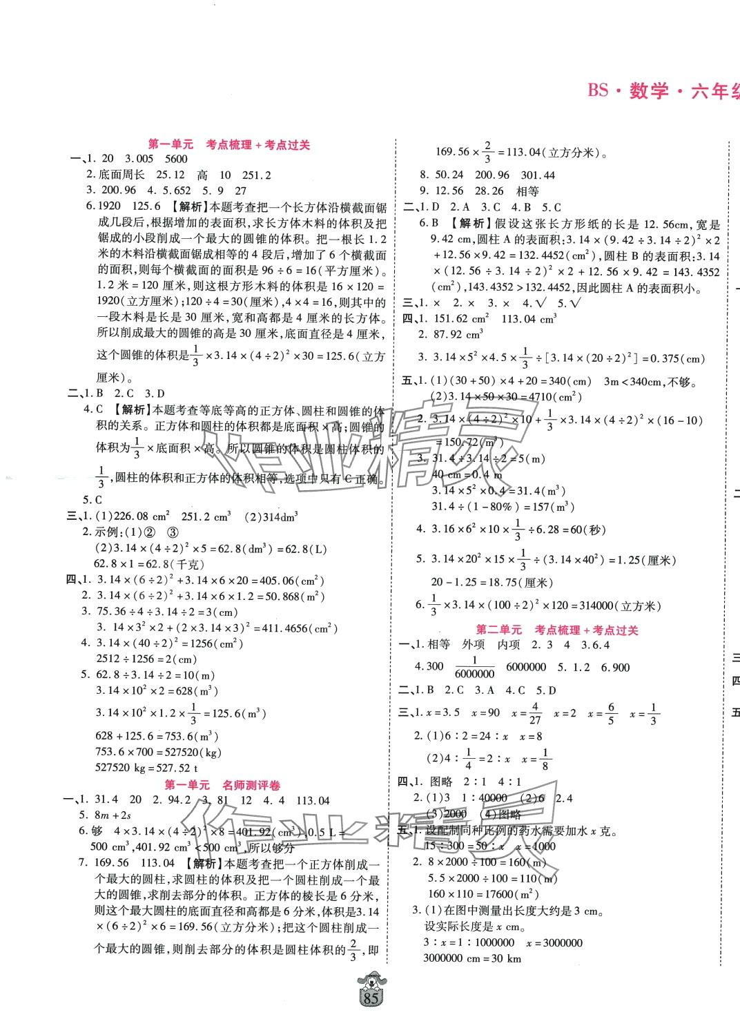 2024年豫鶴翔名師100分六年級(jí)數(shù)學(xué)下冊(cè)北師大版 第1頁(yè)