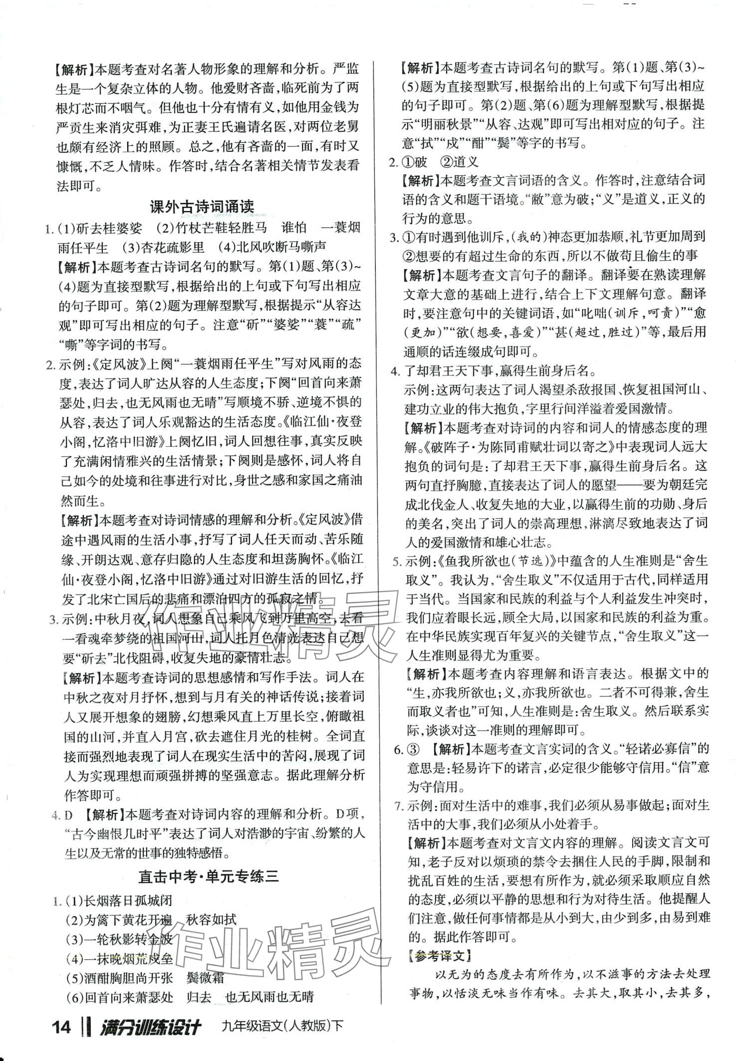 2024年滿分訓(xùn)練設(shè)計九年級語文下冊人教版山西專版 第14頁