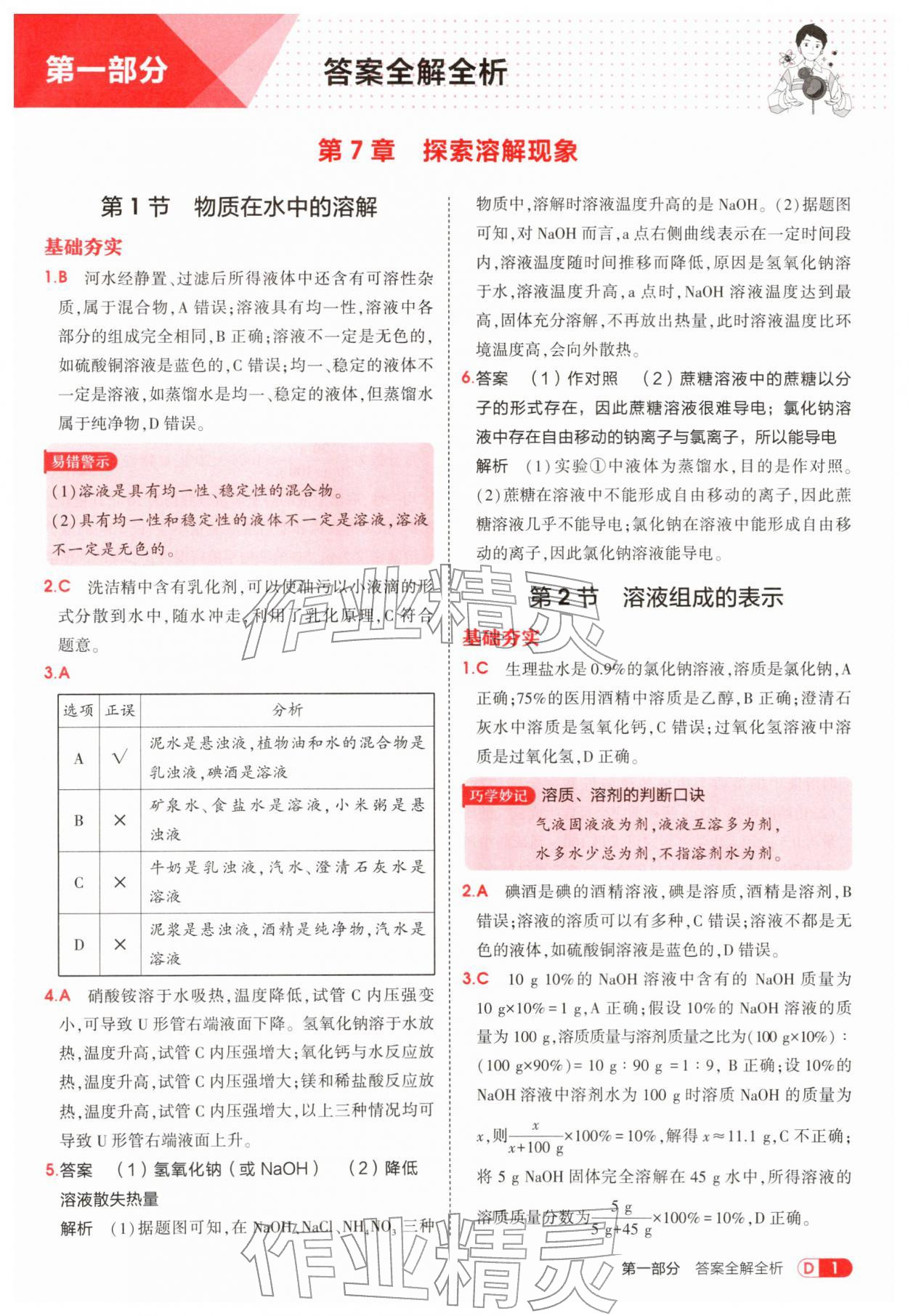 2026年教材课本九年级化学下册沪教版&nbsp;参考答案第1页