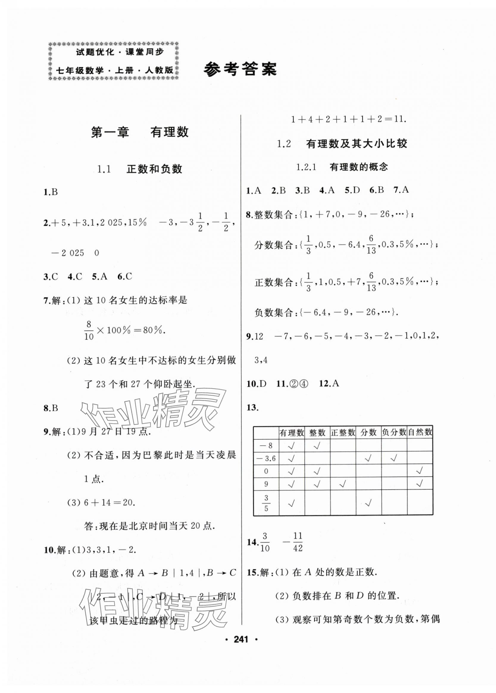 2025年试题优化课堂同步七年级数学上册人教版 第1页