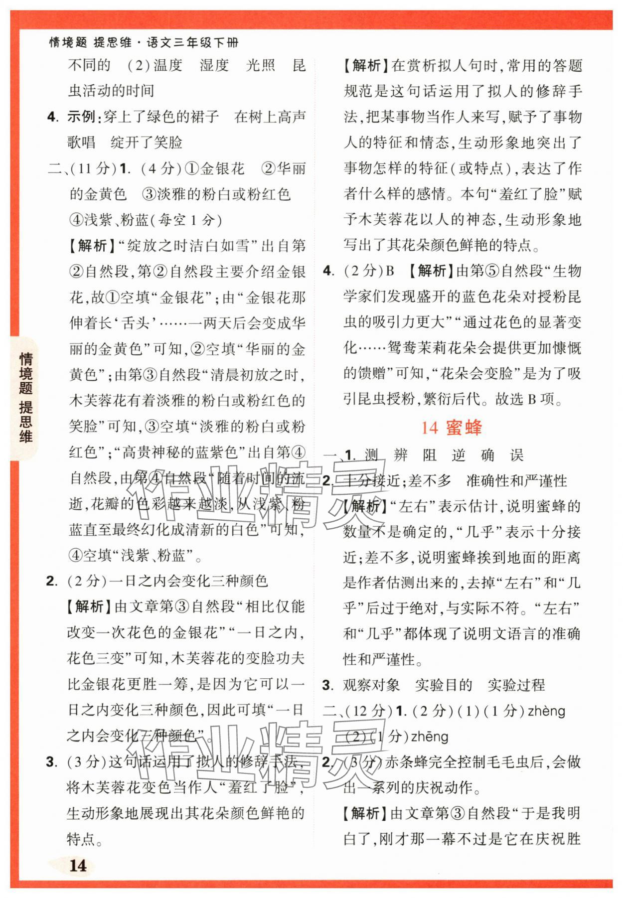 2024年情境題提思維三年級(jí)語文下冊(cè)人教版 第14頁