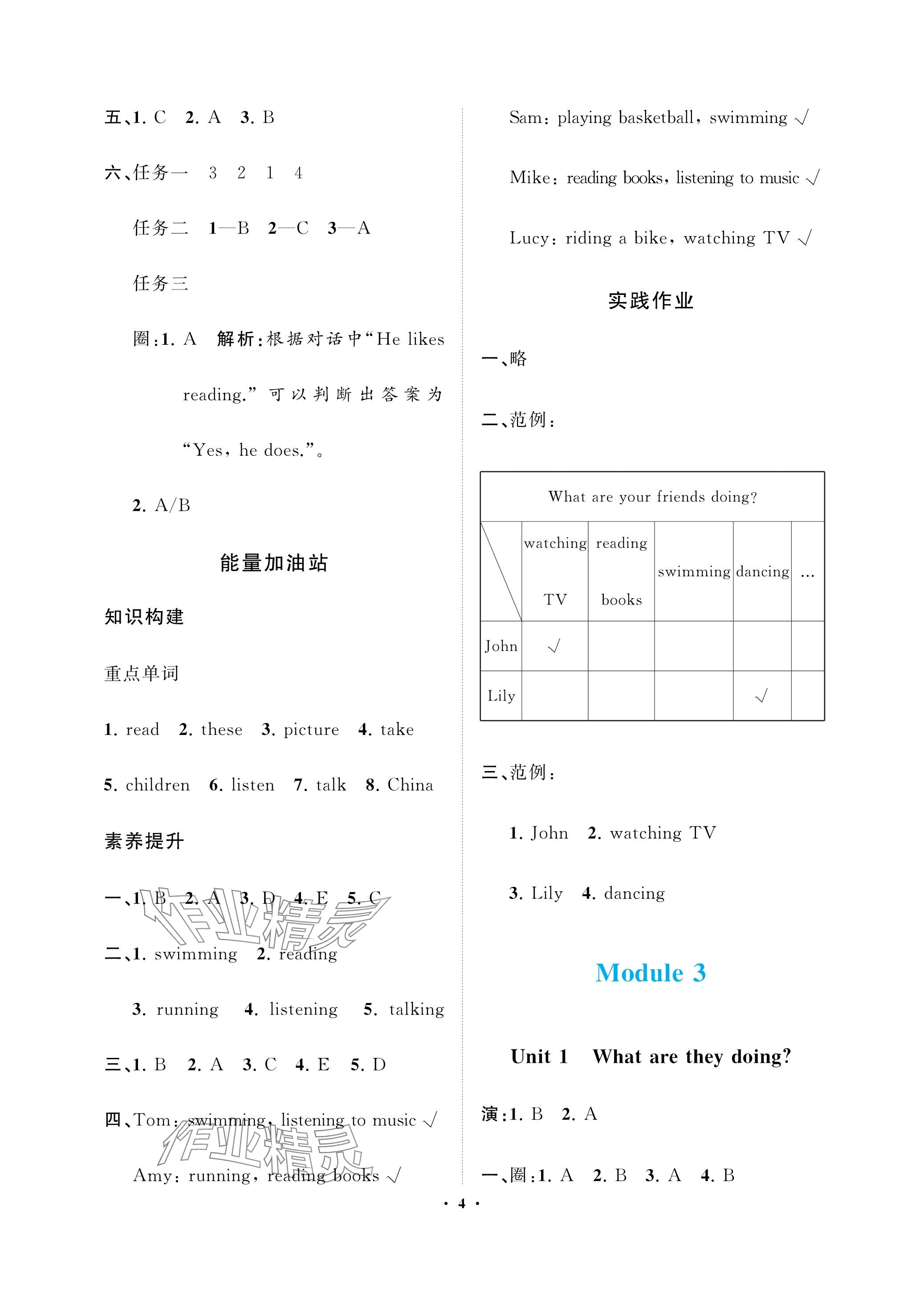 2023年新課程學(xué)習(xí)指導(dǎo)海南出版社四年級英語上冊外研版 參考答案第4頁