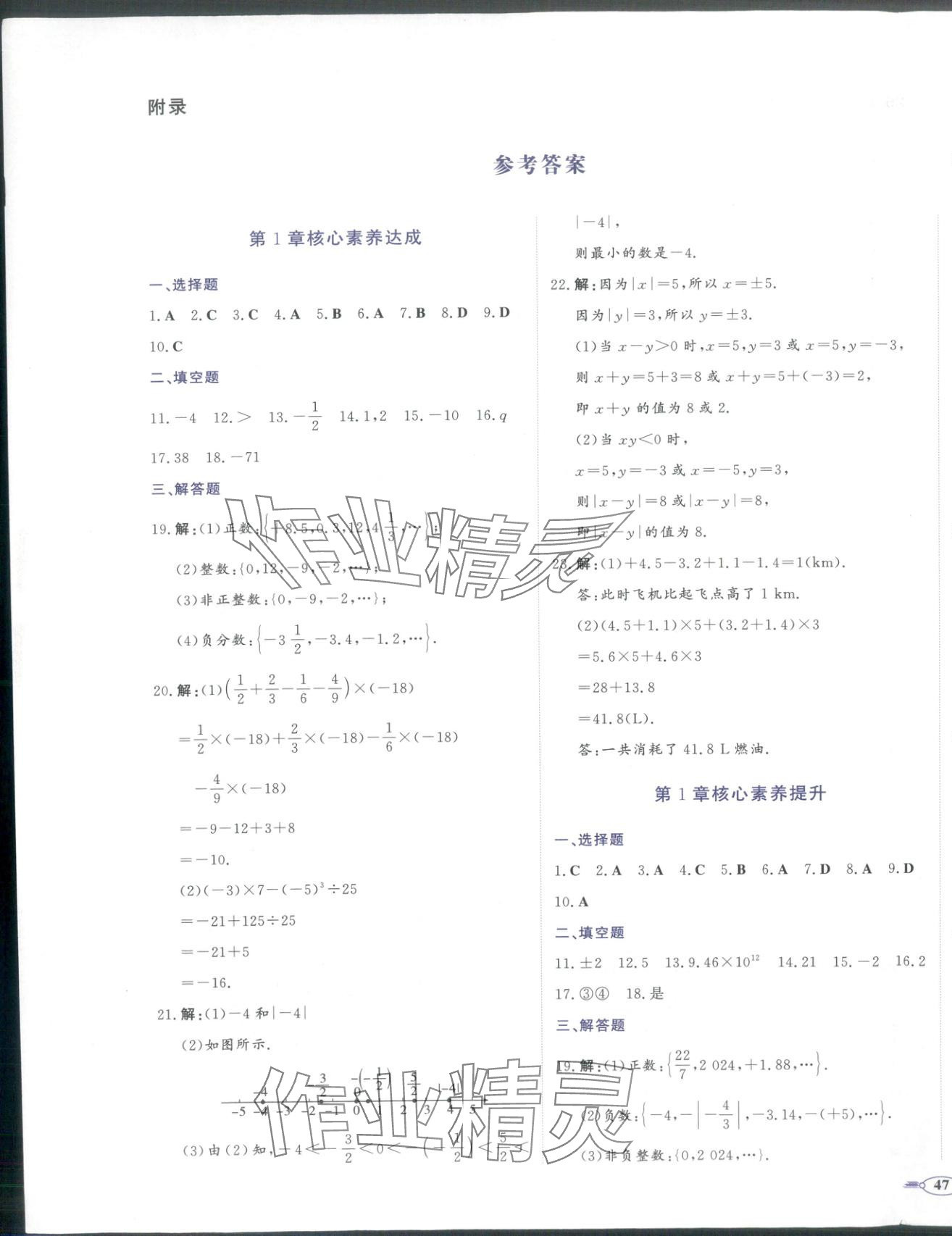2025年同步优学核心素养评价七年级数学上册湘教版 第1页