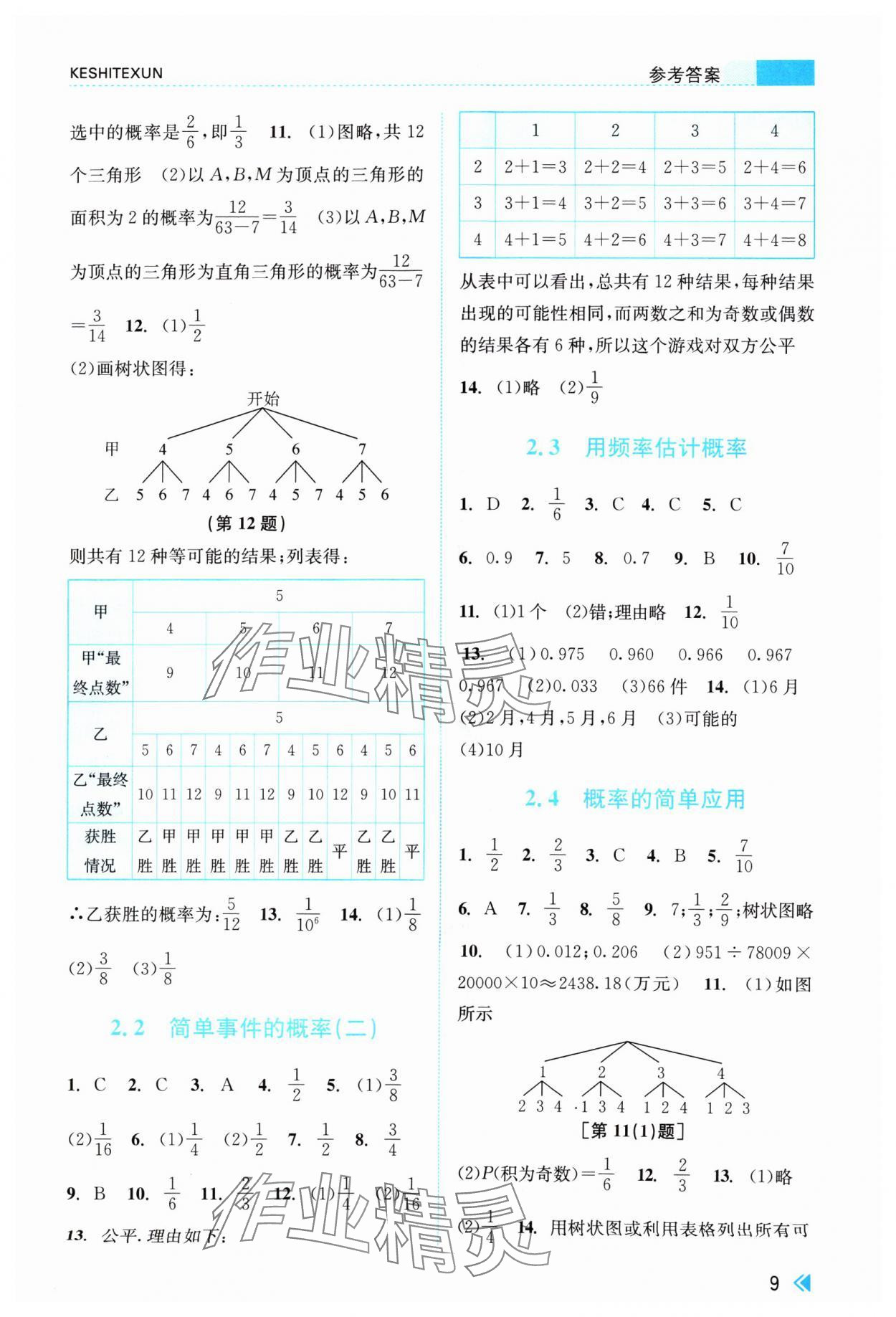 2024年浙江新課程三維目標(biāo)測(cè)評(píng)課時(shí)特訓(xùn)九年級(jí)數(shù)學(xué)全一冊(cè)浙教版 第9頁(yè)