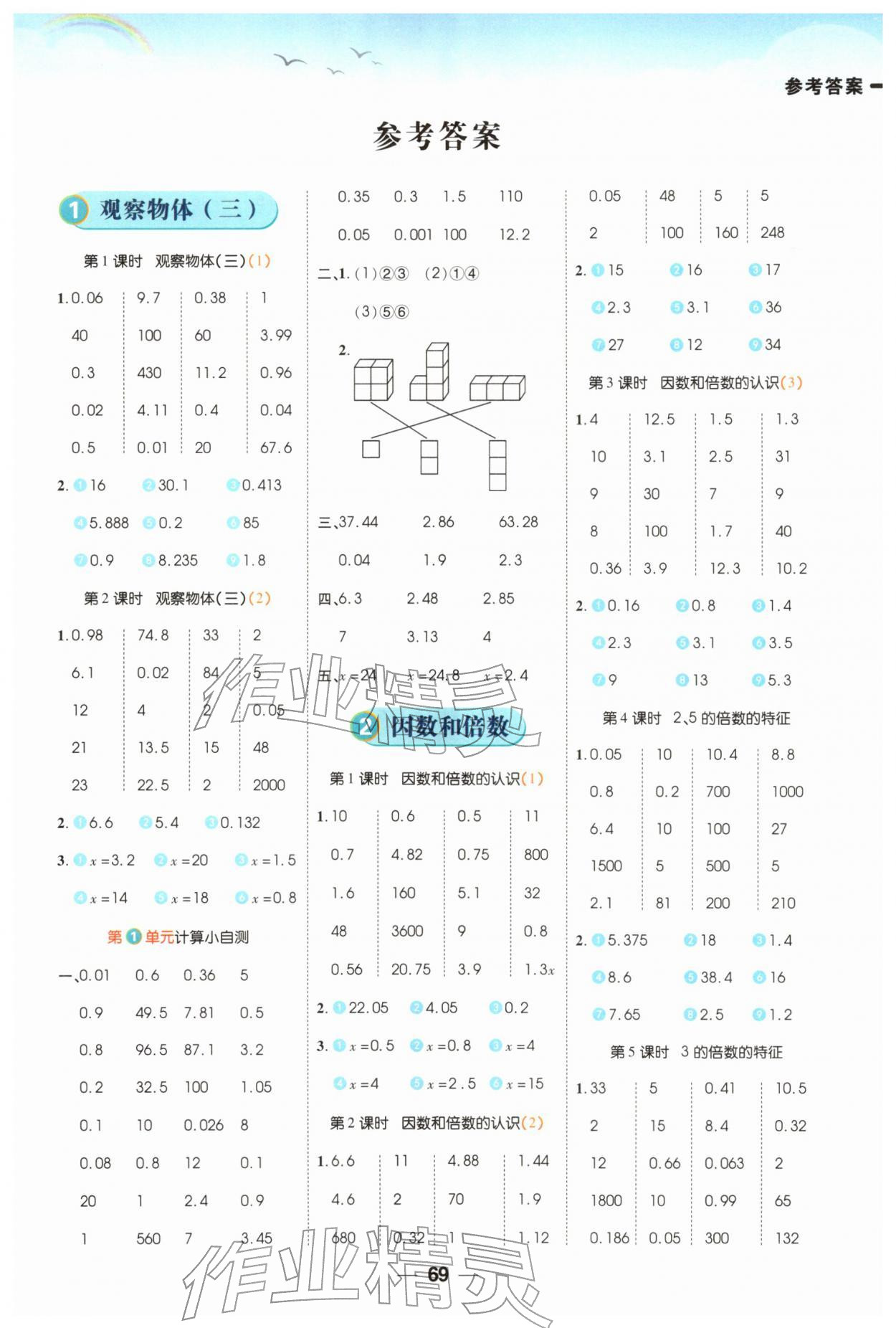 2026年跳跳熊预习日日清五年级数学下册人教版&nbsp;第1页