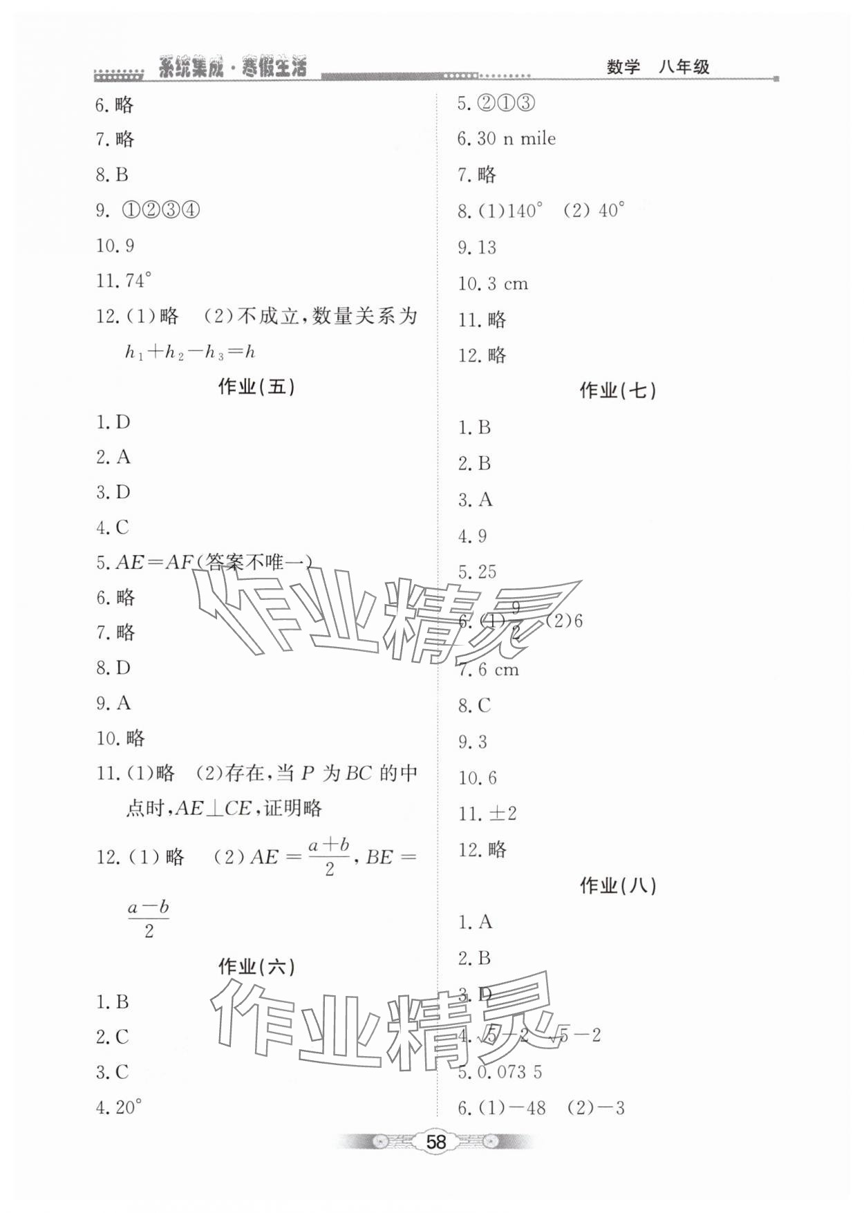 2025年寒假生活北京师范大学出版社八年级数学 第2页