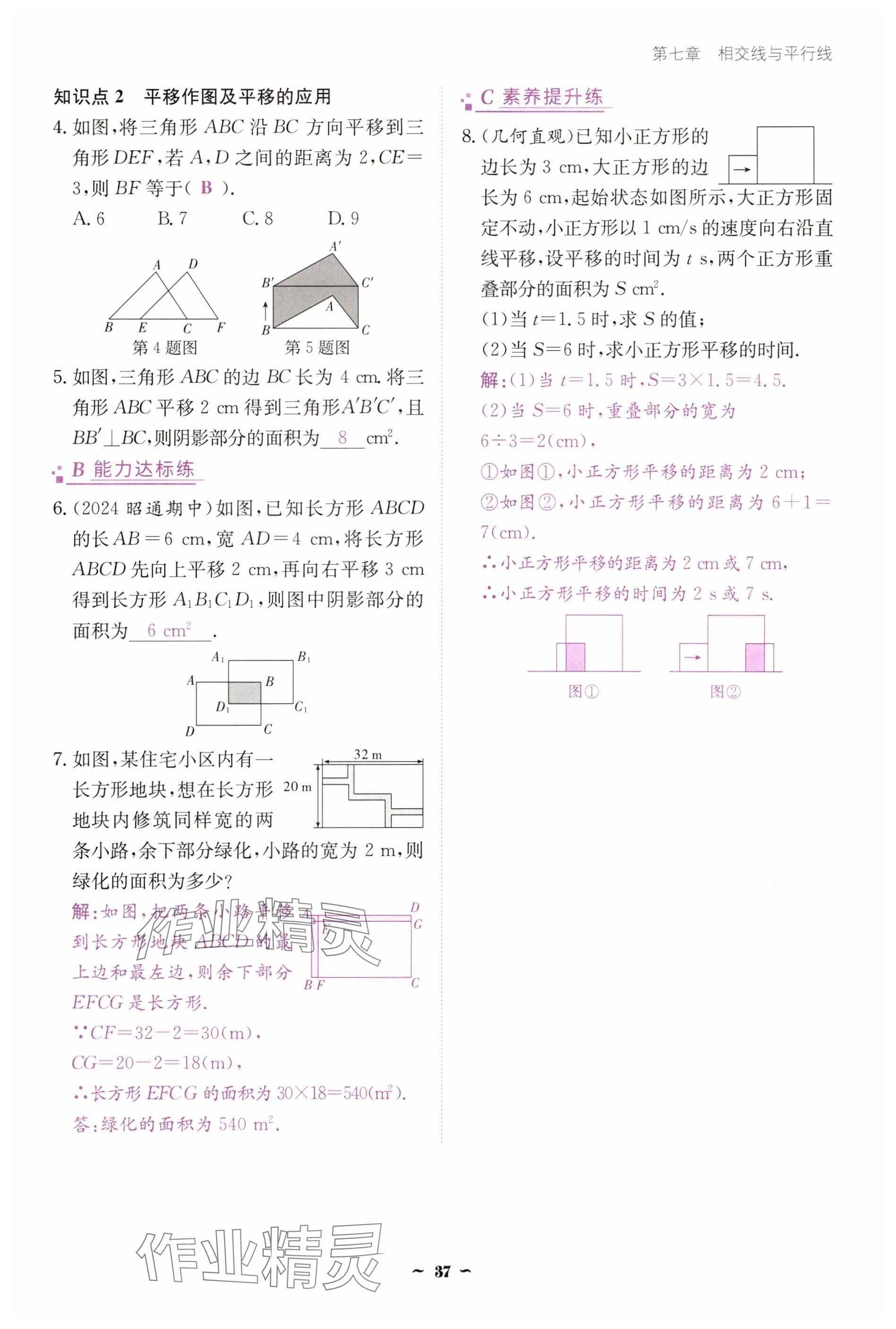 2025年云南省標(biāo)準(zhǔn)教輔優(yōu)佳學(xué)案七年級數(shù)學(xué)下冊人教版 參考答案第37頁