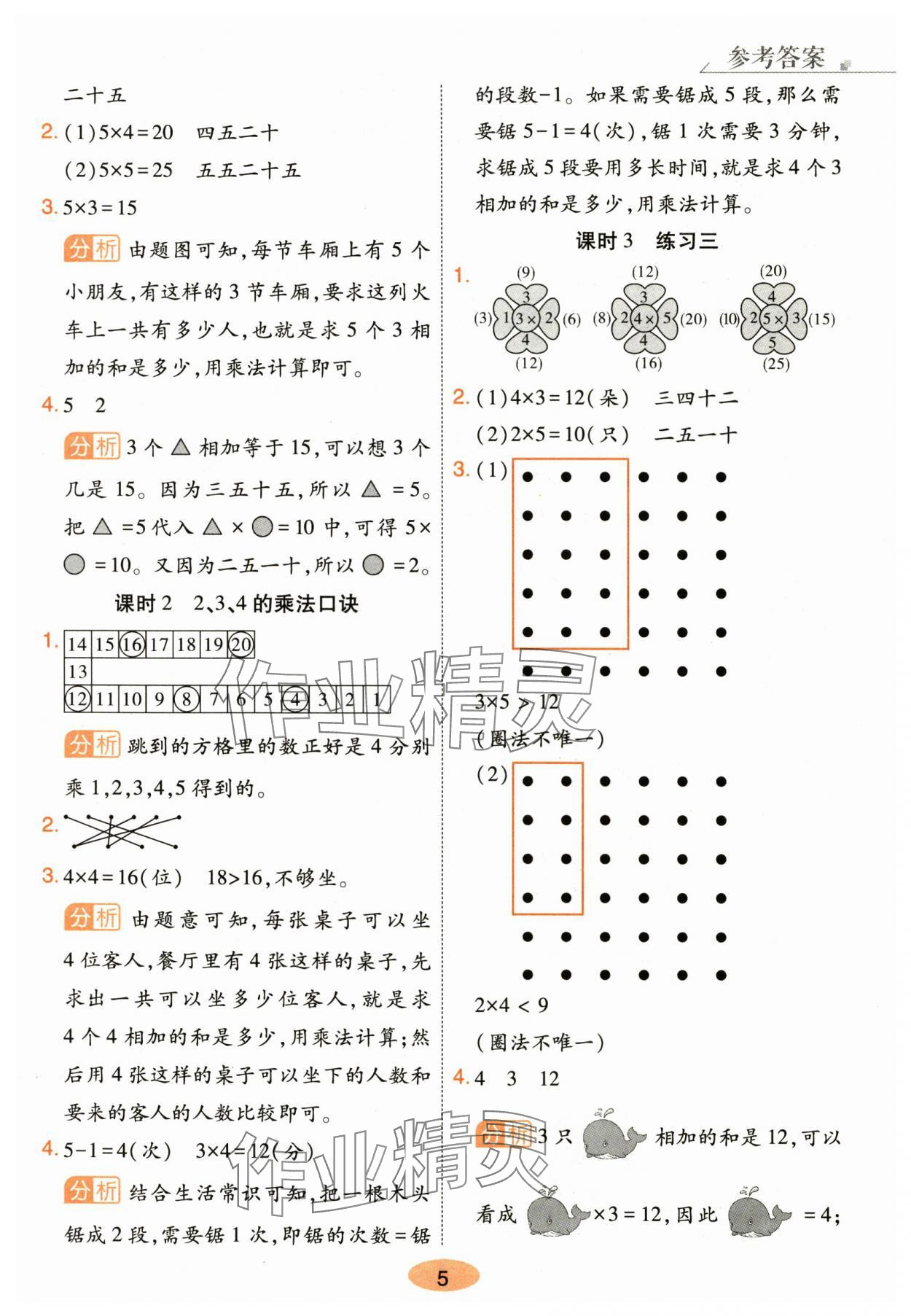 2025年黄冈同步训练二年级数学上册人教版&nbsp;参考答案第5页