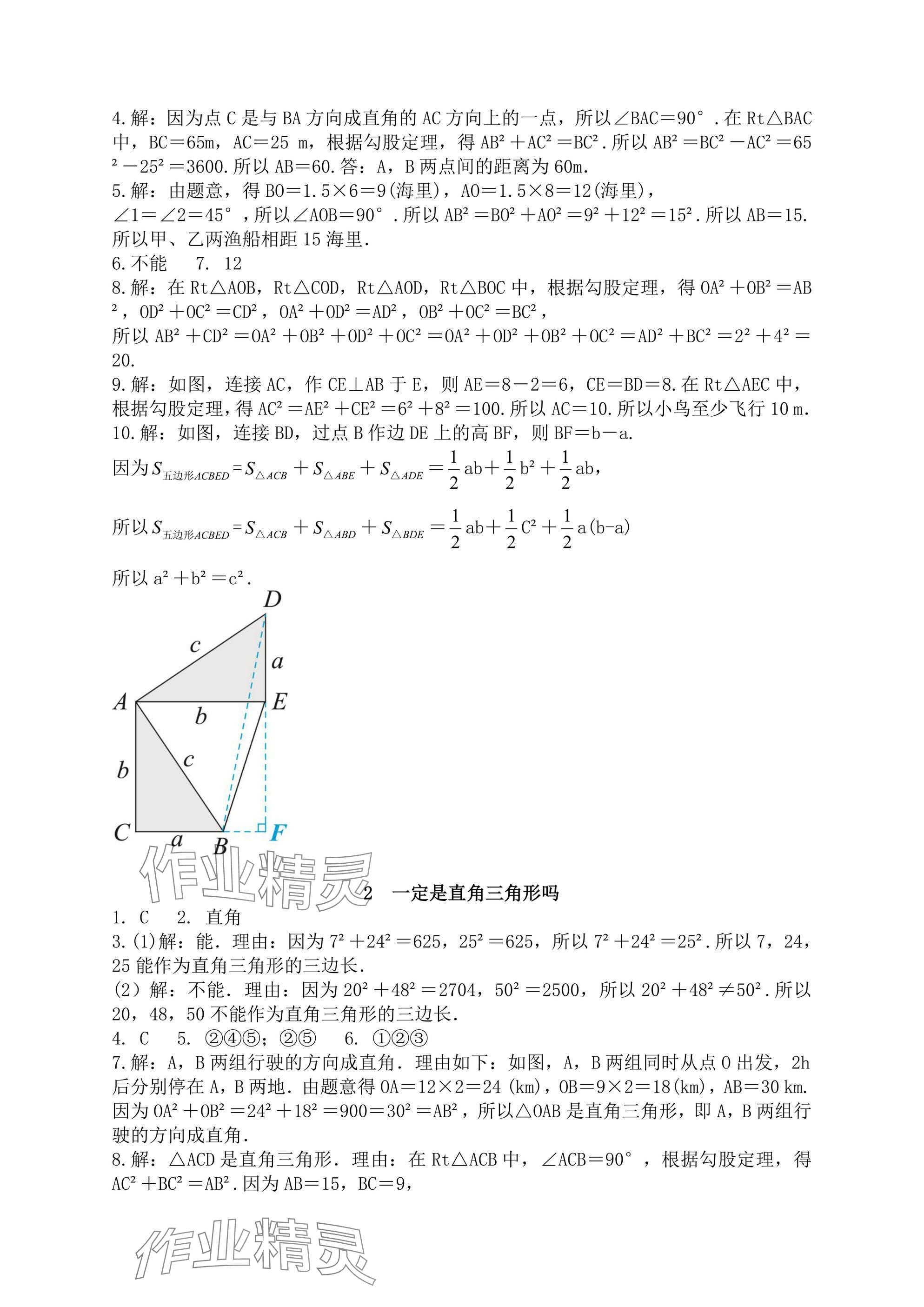 2024年陽光同學分層設計八年級數(shù)學上冊北師大版福建專版 參考答案第2頁