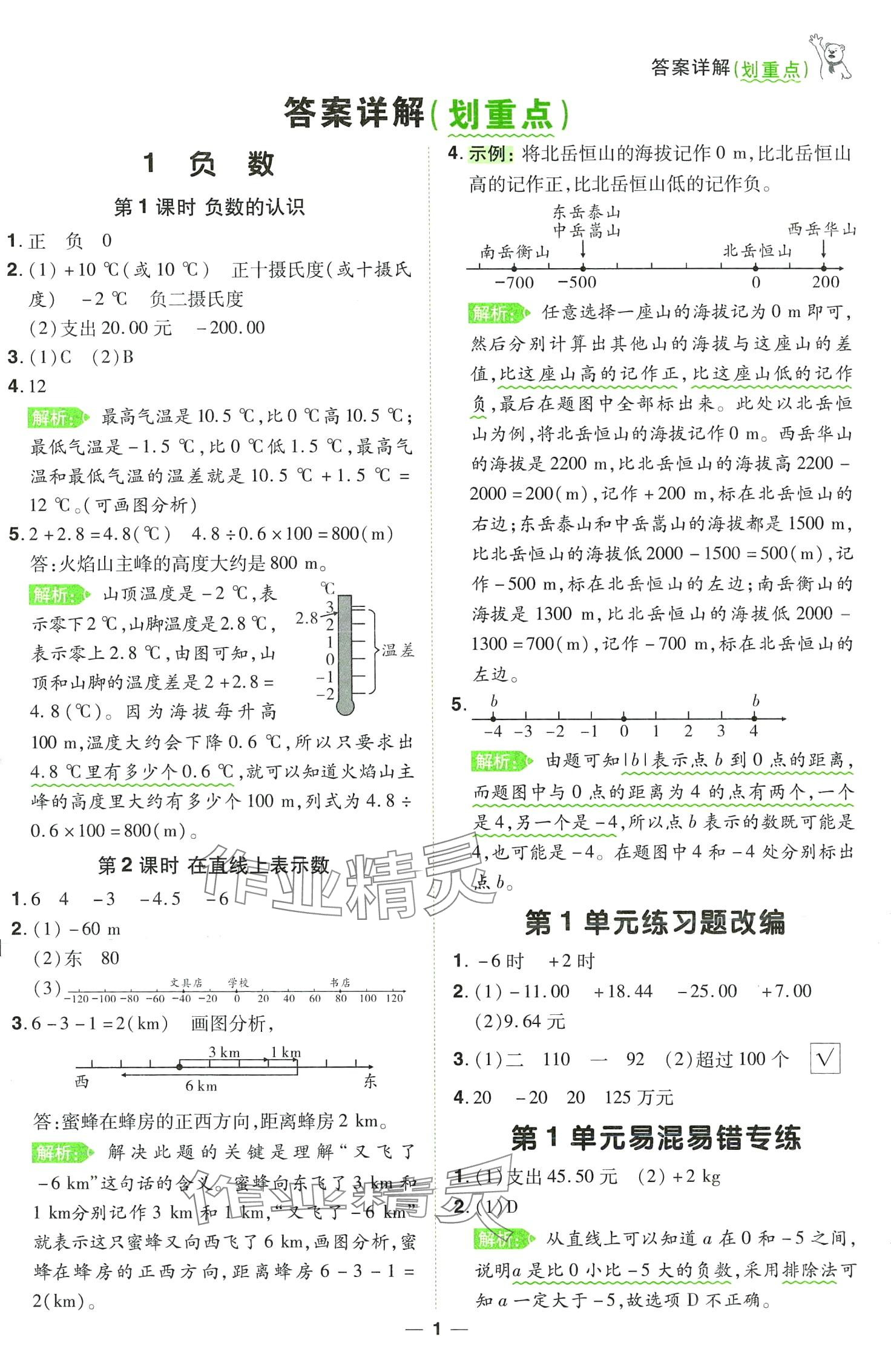 2024年跳跳熊同步練課后小復(fù)習(xí)六年級(jí)數(shù)學(xué)下冊人教版 第1頁