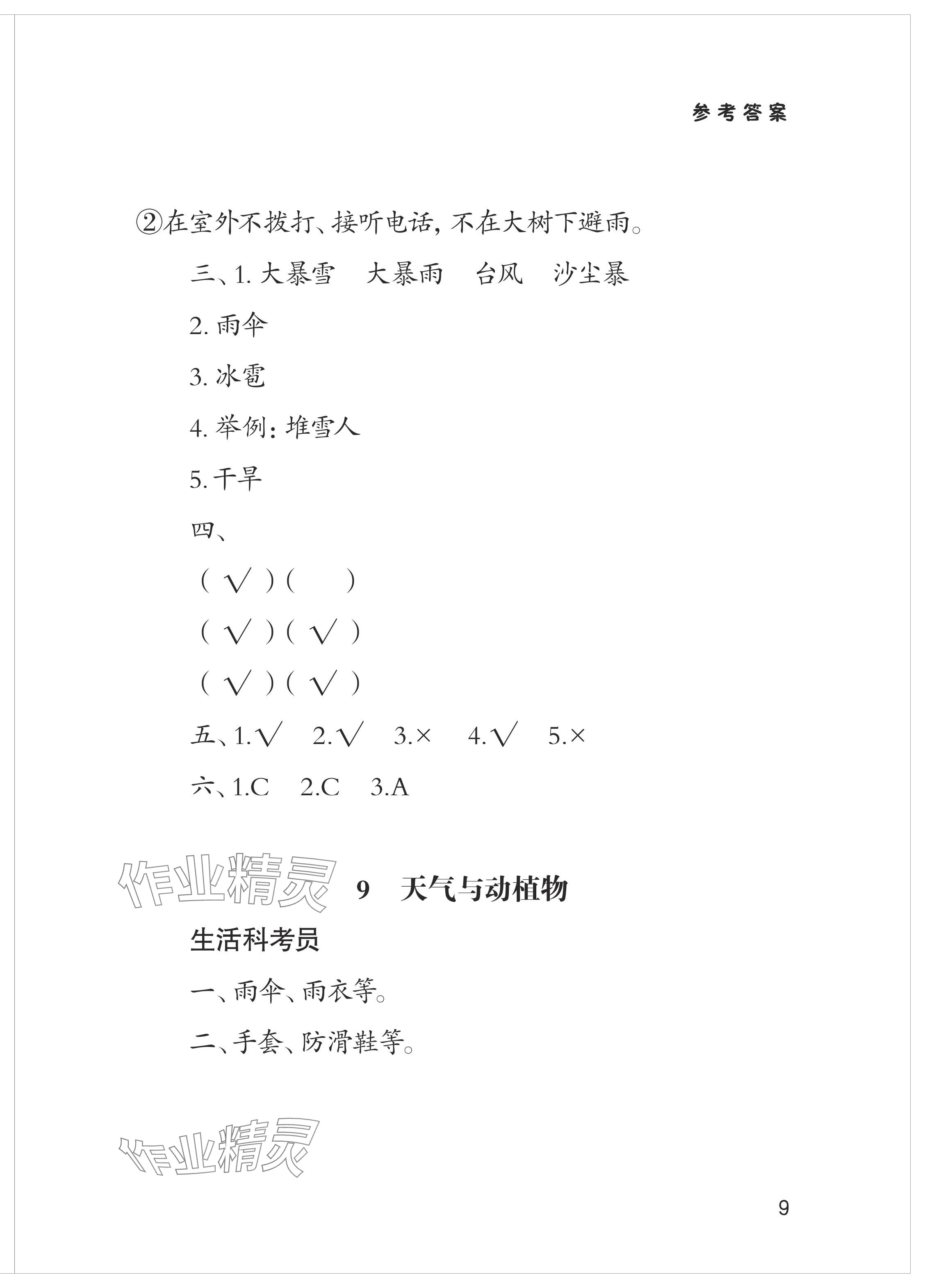 2024年新課堂學習與探究二年級科學下冊青島版 參考答案第9頁