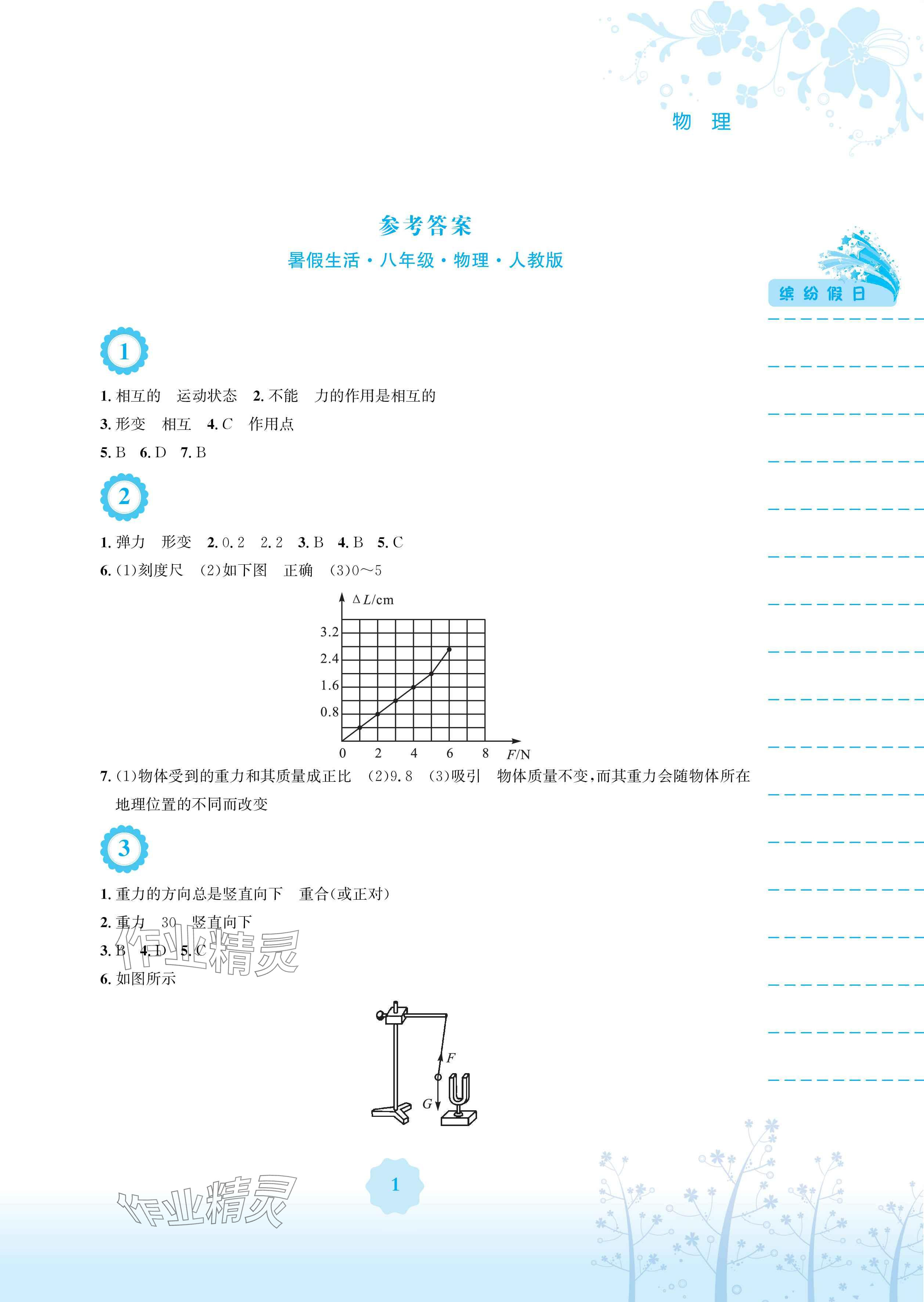 2024年暑假生活安徽教育出版社八年級物理人教版 參考答案第1頁