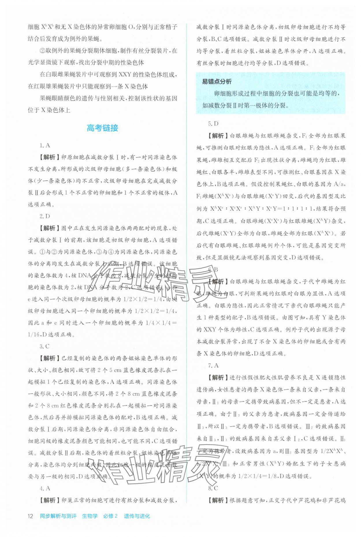 2025年人教金學典同步解析與測評高中生物必修2人教版 第12頁