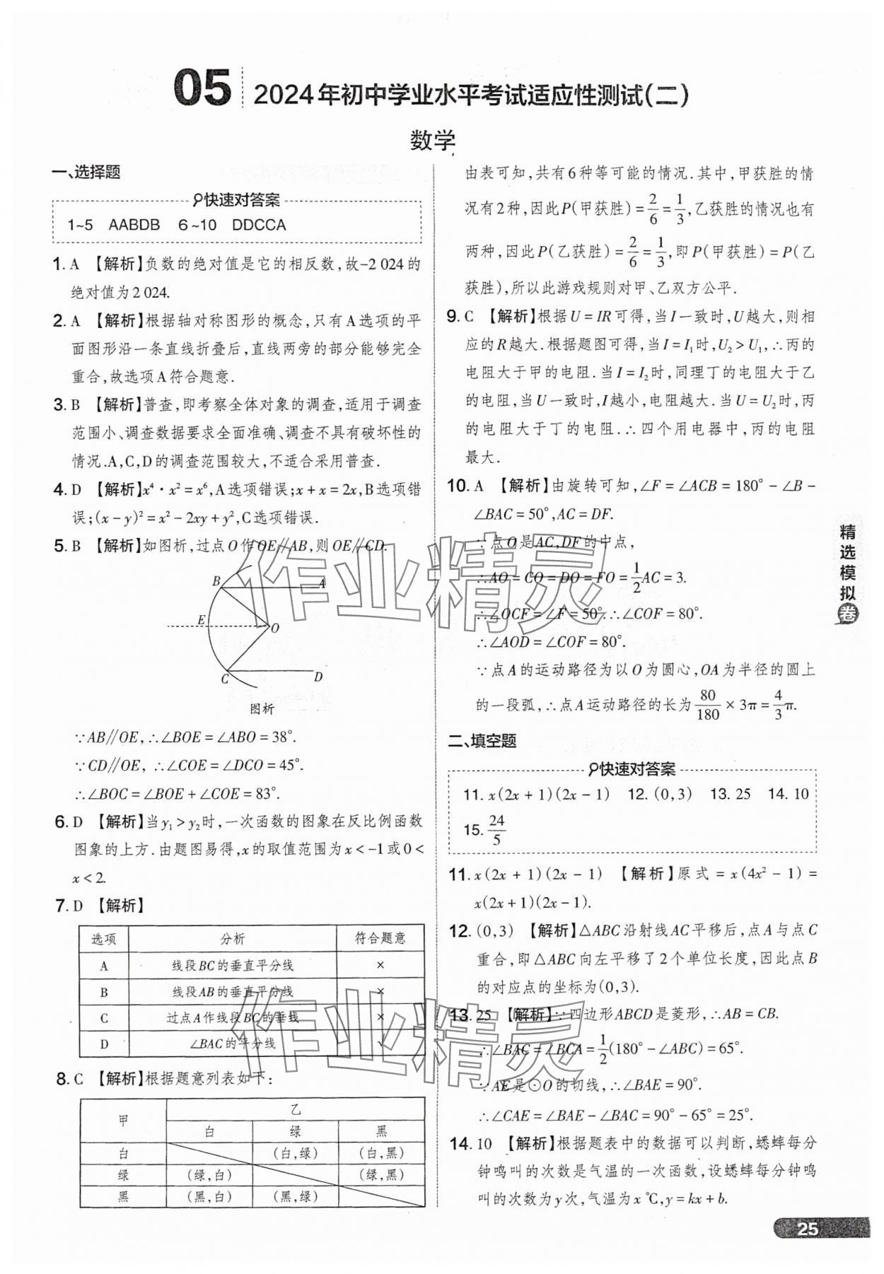 2025年領(lǐng)跑卷數(shù)學(xué)山西專版&nbsp;參考答案第25頁