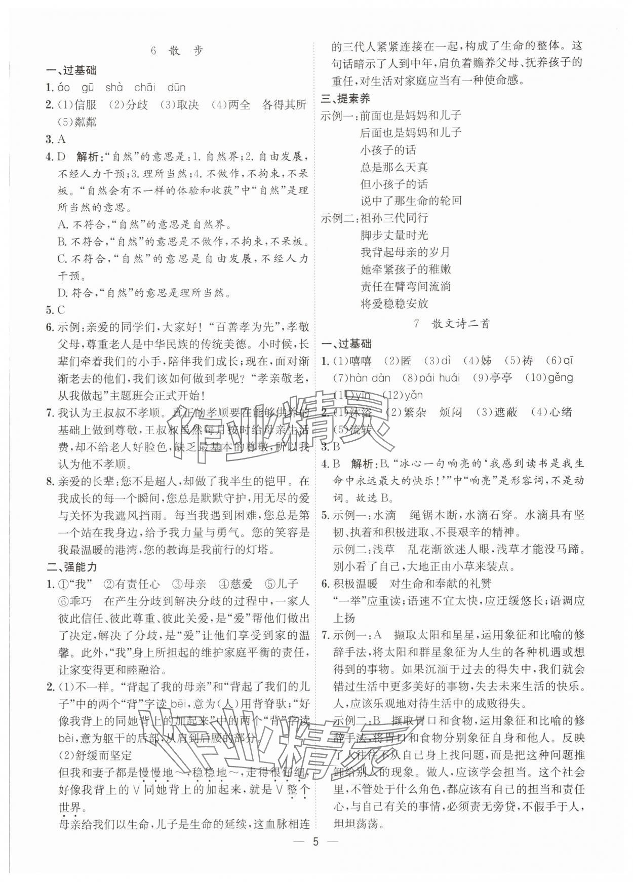 2025年考点专练七年级语文上册人教版深圳专版&nbsp;第5页