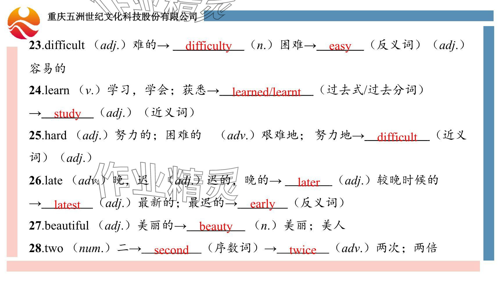 2024年重慶市中考試題分析與復習指導英語仁愛版 參考答案第108頁