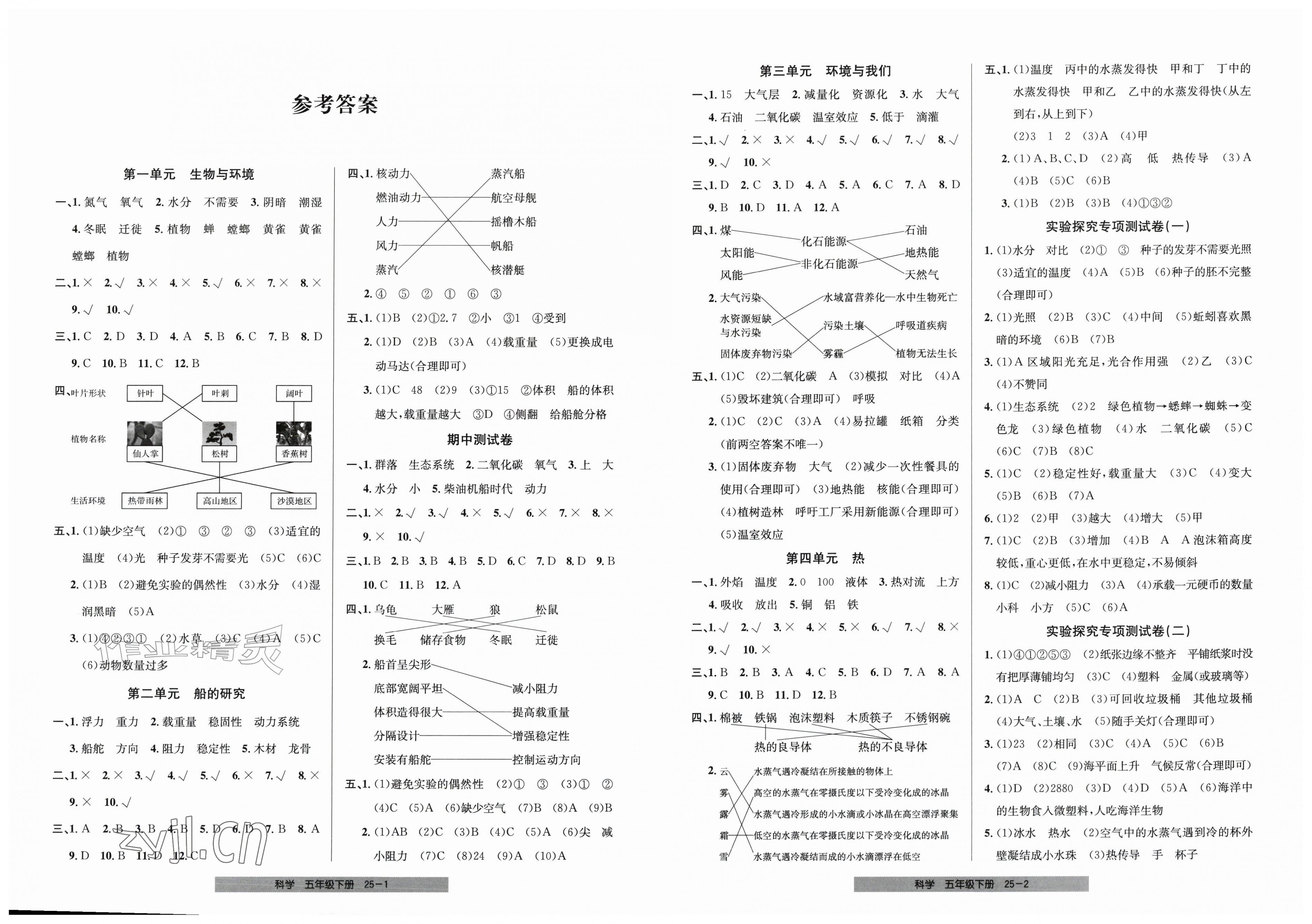 2026年期末直通车五年级科学下册教科版&nbsp;第1页