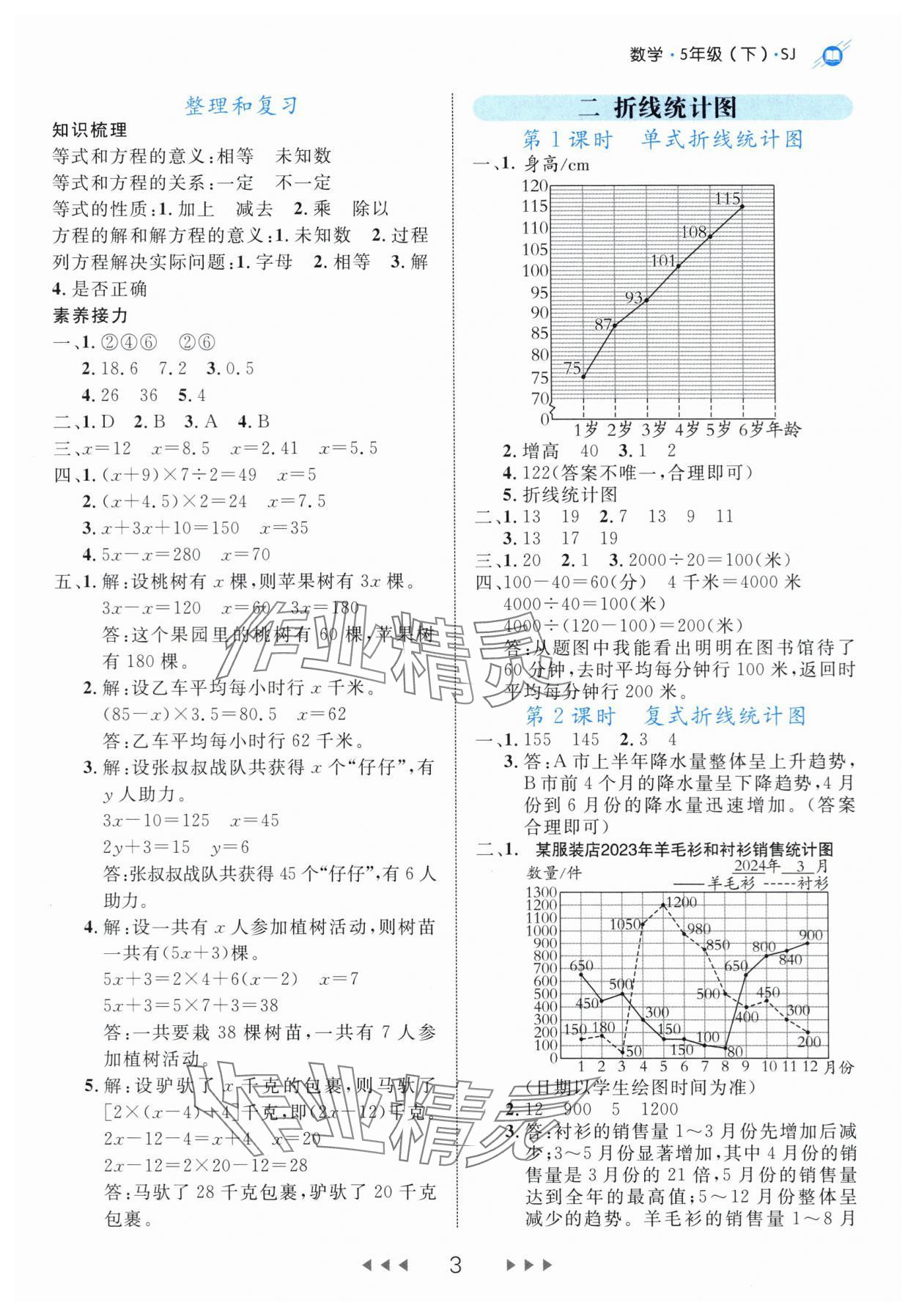 2024年細(xì)解巧練五年級(jí)數(shù)學(xué)下冊(cè)蘇教版 參考答案第3頁(yè)