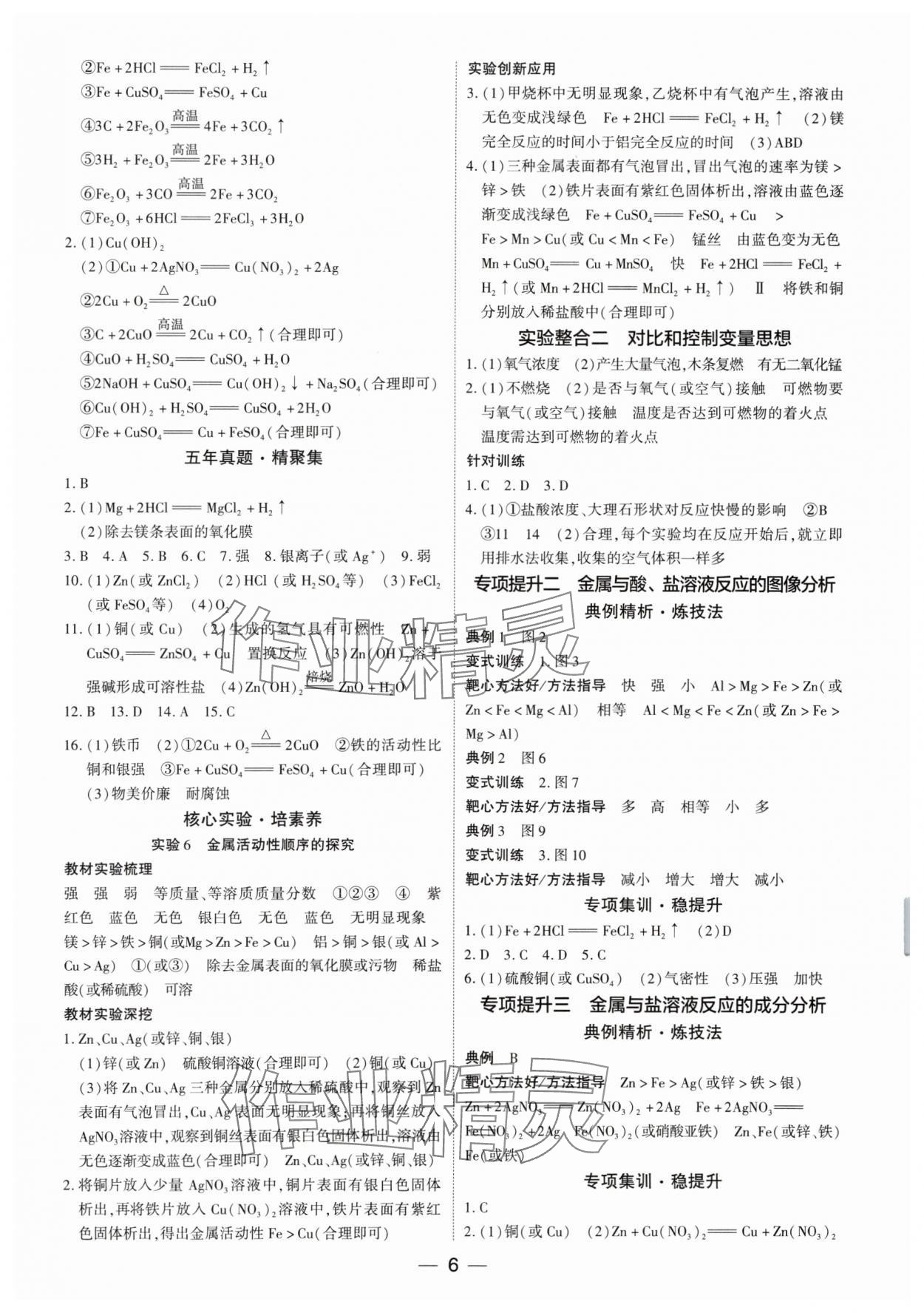 2024年鼎成中考精准提分化学广东专版 参考答案第6页