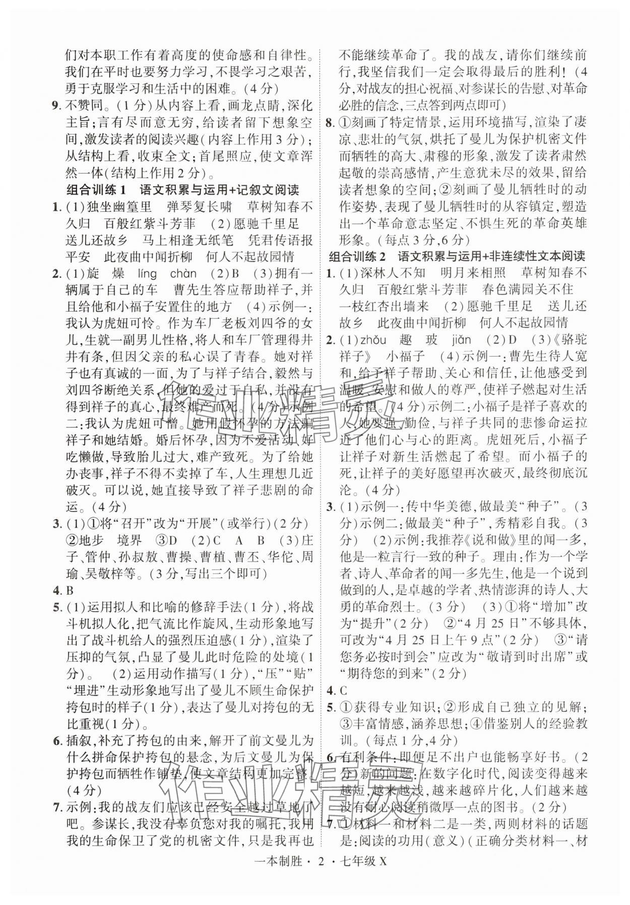 2025年一本制胜七年级语文人教版现代文阅读安徽专版 第2页