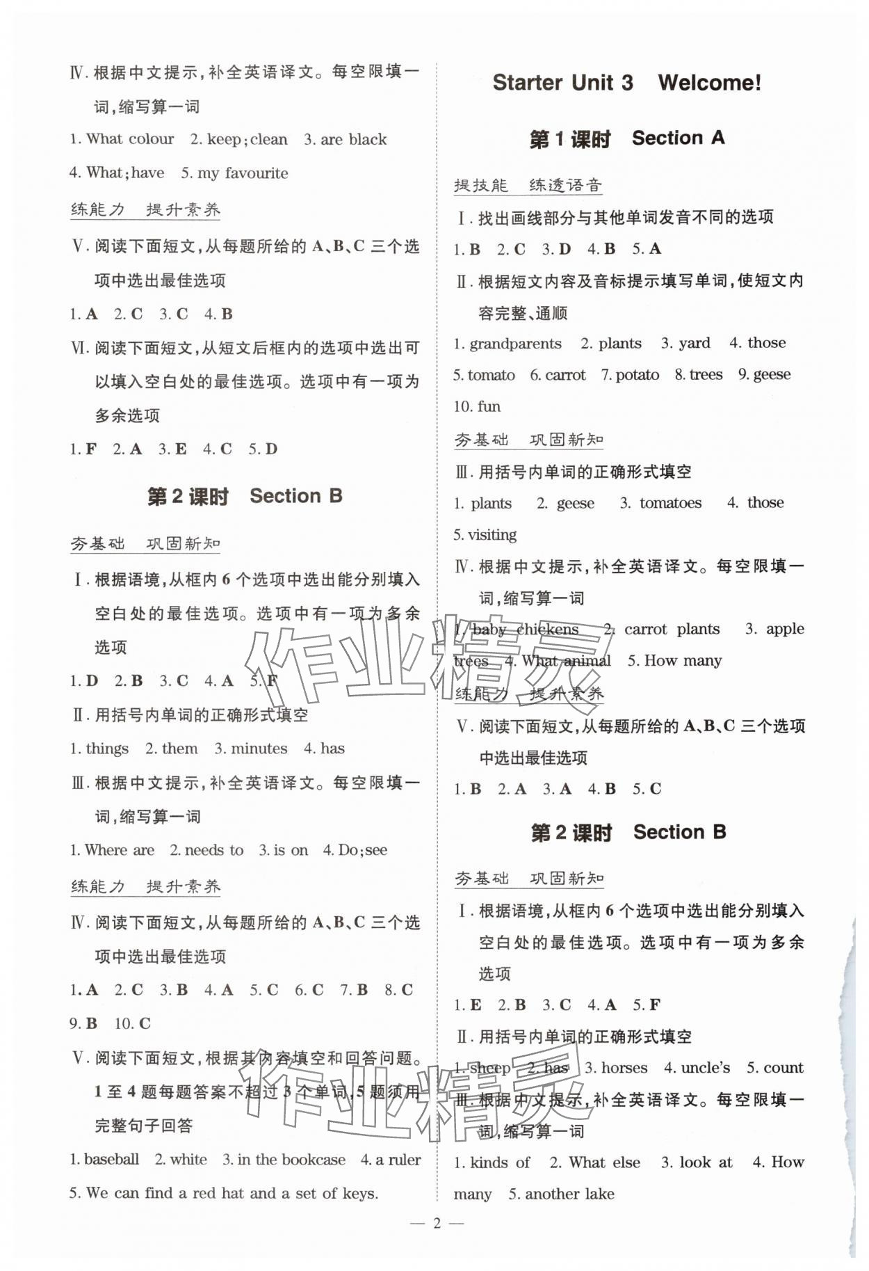 2025年导与练七年级英语上册人教版贵州专版 第2页