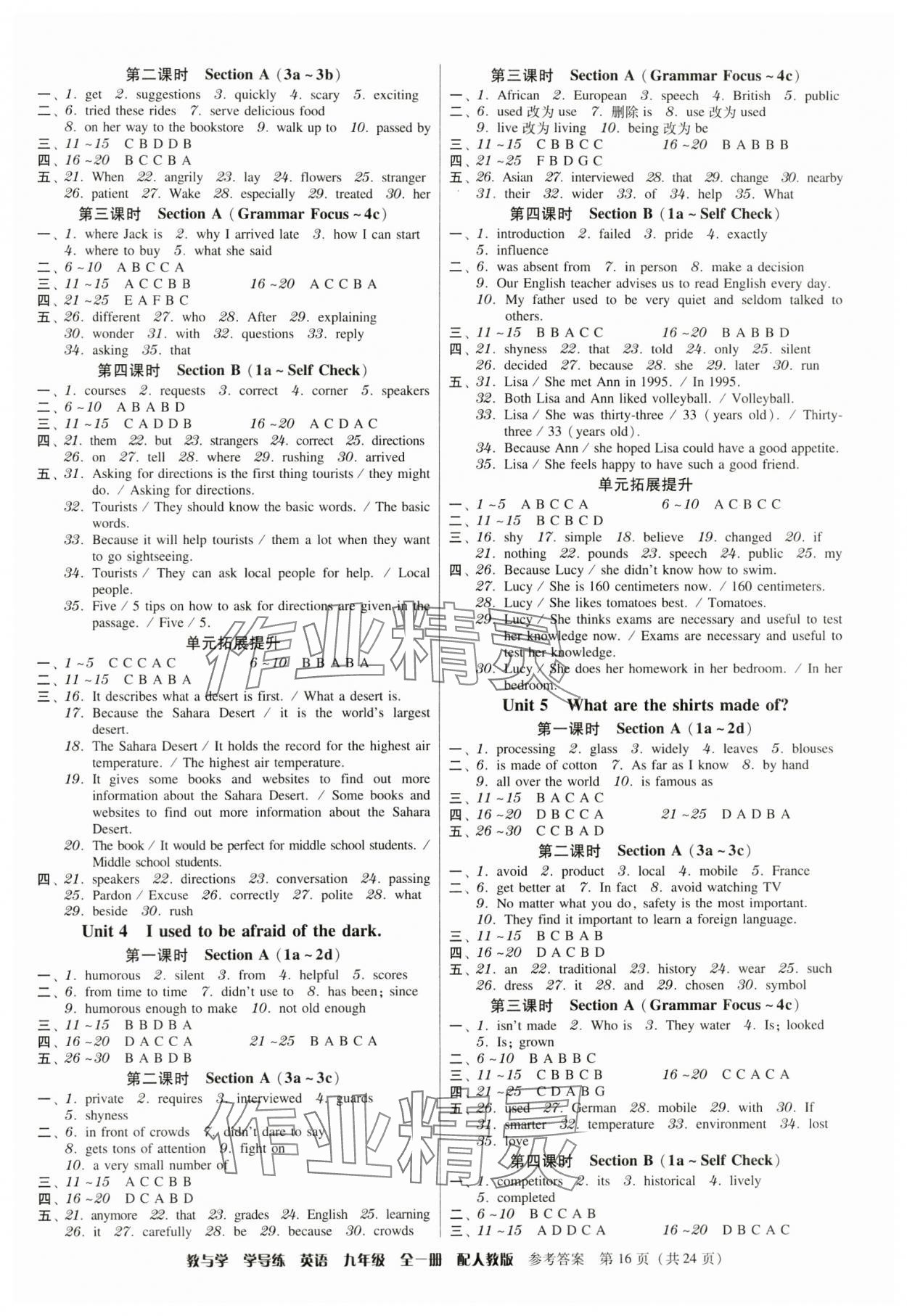 2024年教與學(xué)學(xué)導(dǎo)練九年級英語全一冊人教版 第16頁