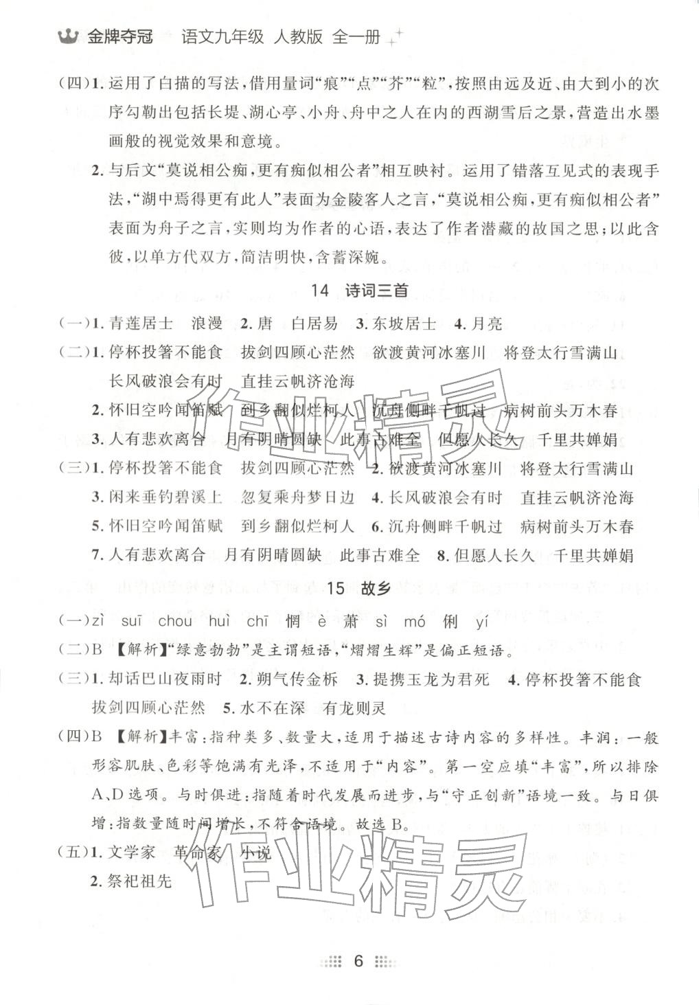 2025年点石成金金牌夺冠九年级语文全一册人教版辽宁专版&nbsp;第6页