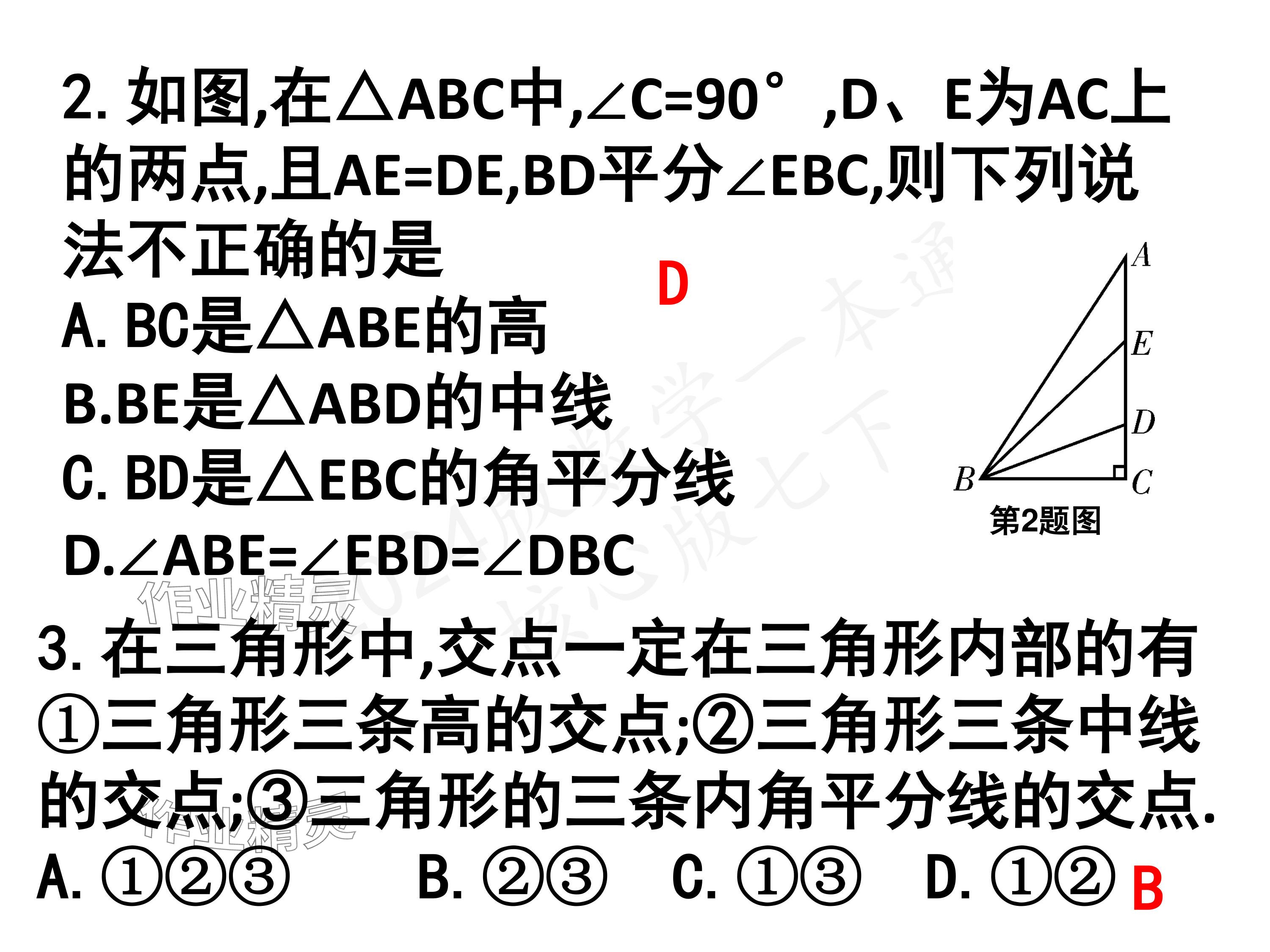 2024年一本通武漢出版社七年級數(shù)學下冊北師大版 參考答案第39頁