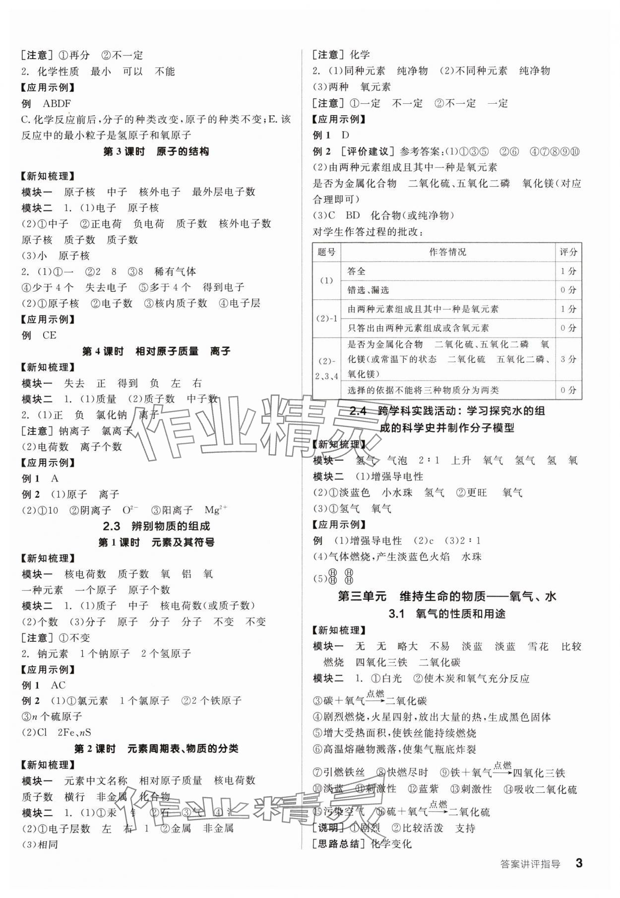 2024年全品學(xué)練考九年級(jí)化學(xué)上冊(cè)科粵版 參考答案第3頁(yè)