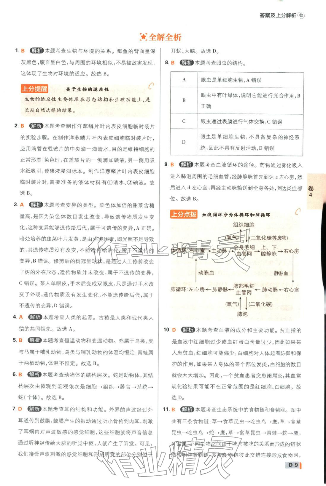 2026年中考必刷卷42套新卷沈阳出版社八年级生物全一册通用版辽宁专版&nbsp;第9页