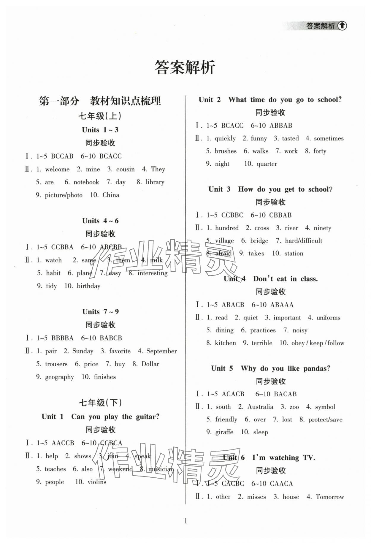 2024年海南中學(xué)中考總復(fù)習(xí)英語人教版 參考答案第1頁