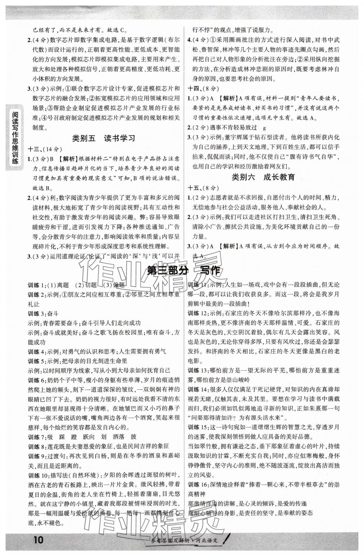 2025年一战成名考前新方案语文河北专版 参考答案第9页