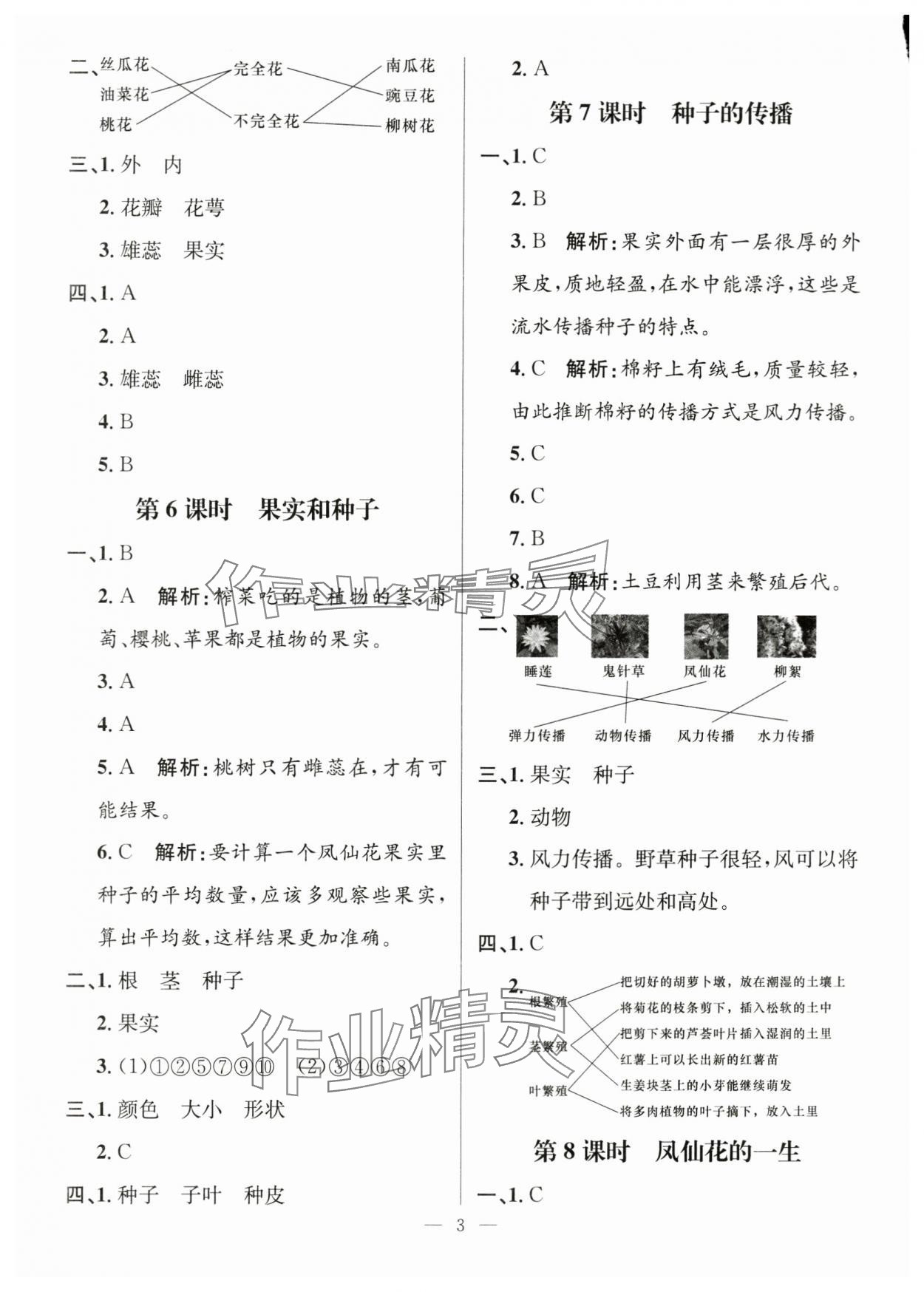 2024年名师测控四年级科学下册教科版 参考答案第3页