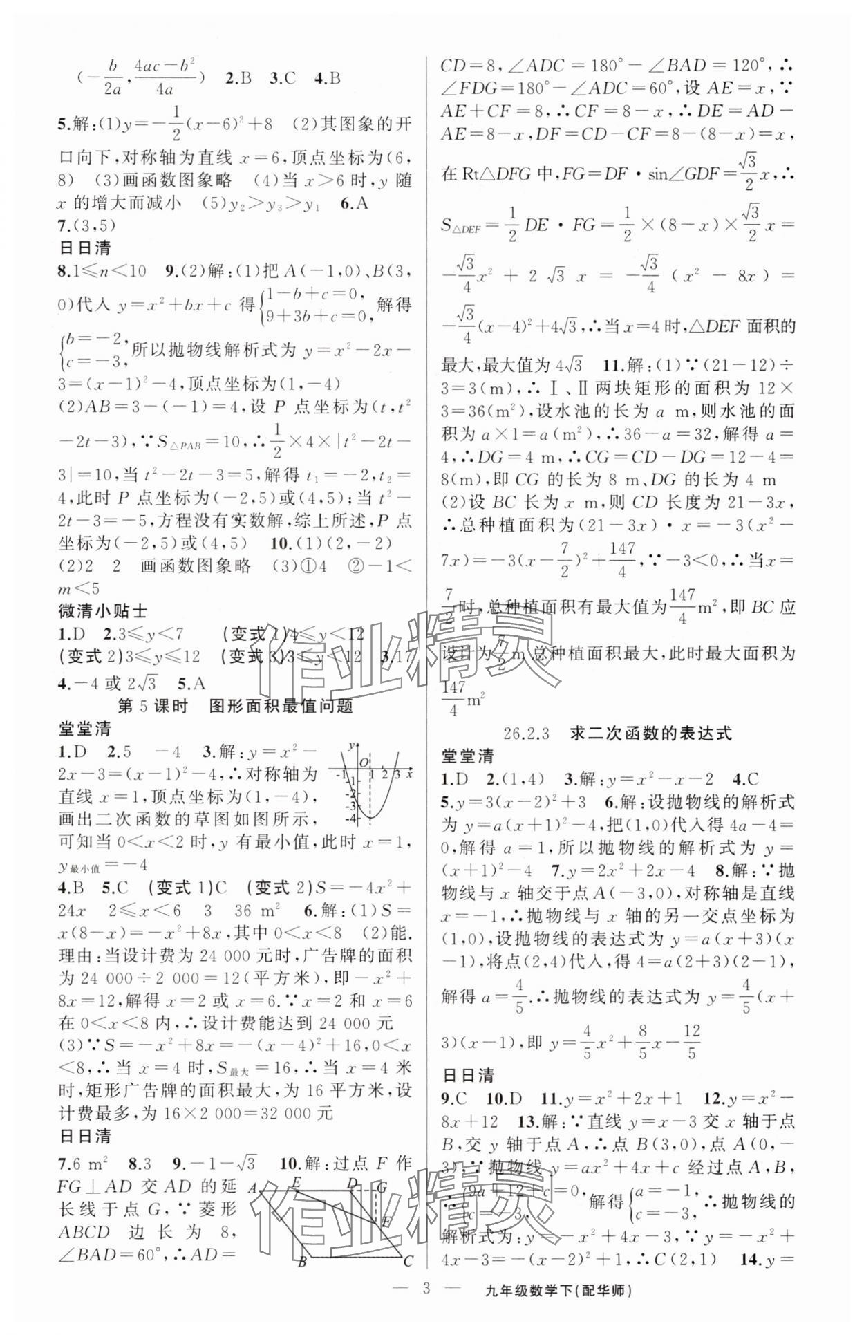 2025年四清導航九年級數學下冊華師大版 第3頁