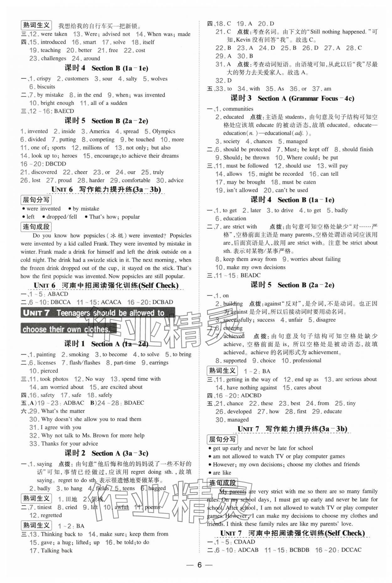 2025年点拨训练九年级英语全一册人教版河南专版 第6页