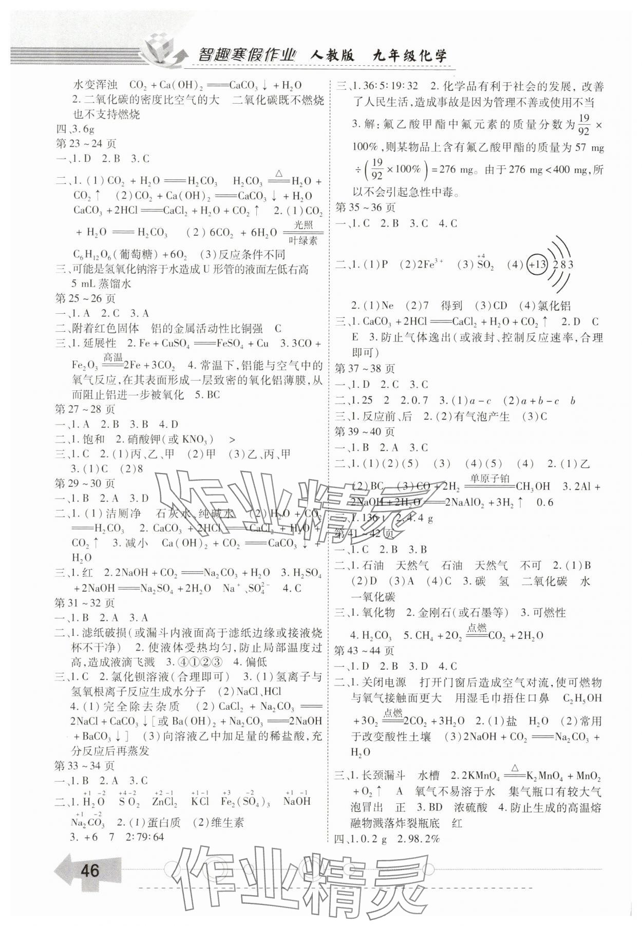 2025年智趣寒假作业云南科技出版社九年级化学人教版 第2页