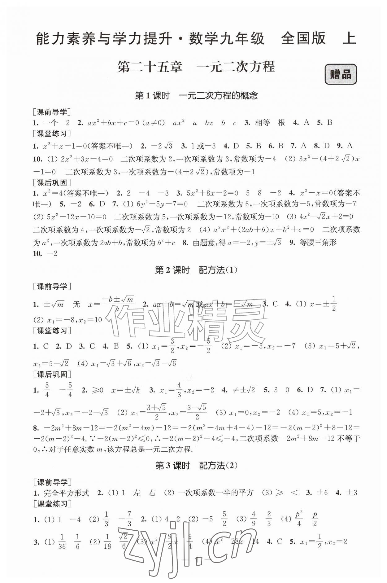 2026年能力素养与学力提升九年级数学上册人教版&nbsp;第1页