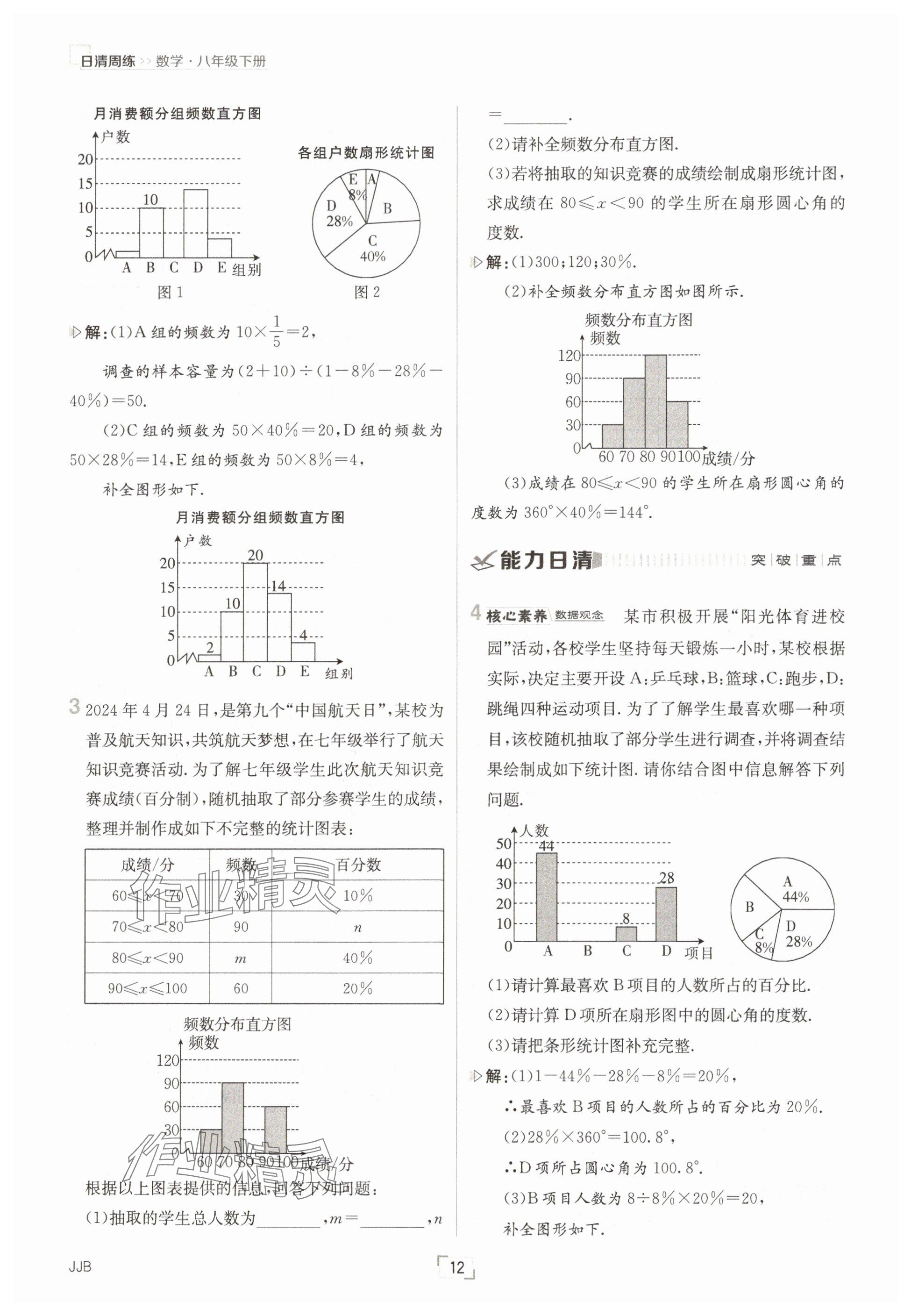 2025年日清周練八年級數(shù)學下冊冀教版 參考答案第12頁