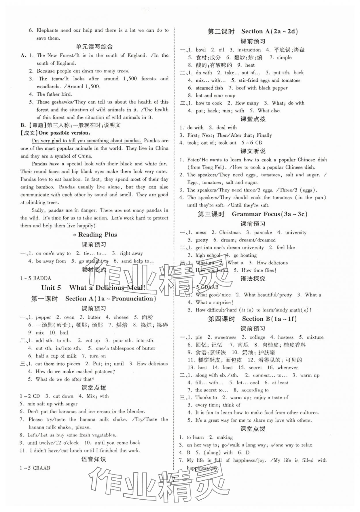 2025年領(lǐng)跑作業(yè)本八年級(jí)英語(yǔ)上冊(cè)人教版廣東專版 參考答案第7頁(yè)