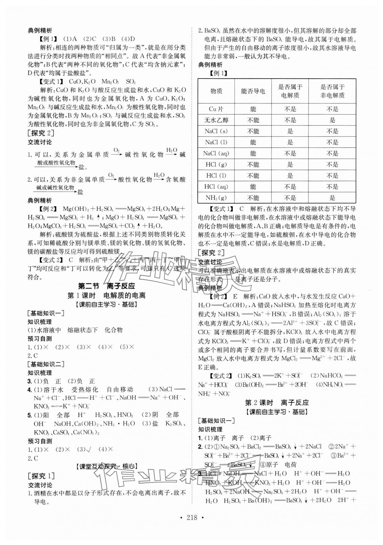 2024年高中同步導(dǎo)練高中化學(xué)必修第一冊(cè)人教版 參考答案第2頁(yè)