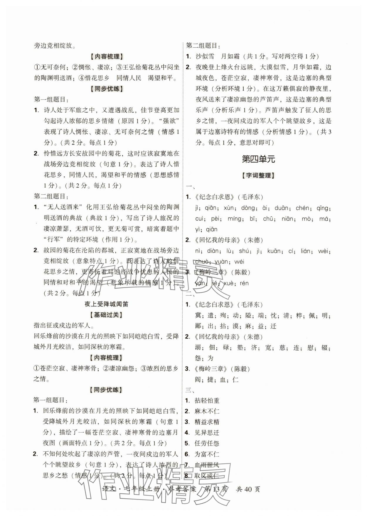 2024年單元優練七年級語文上冊人教版廣州專版 第13頁