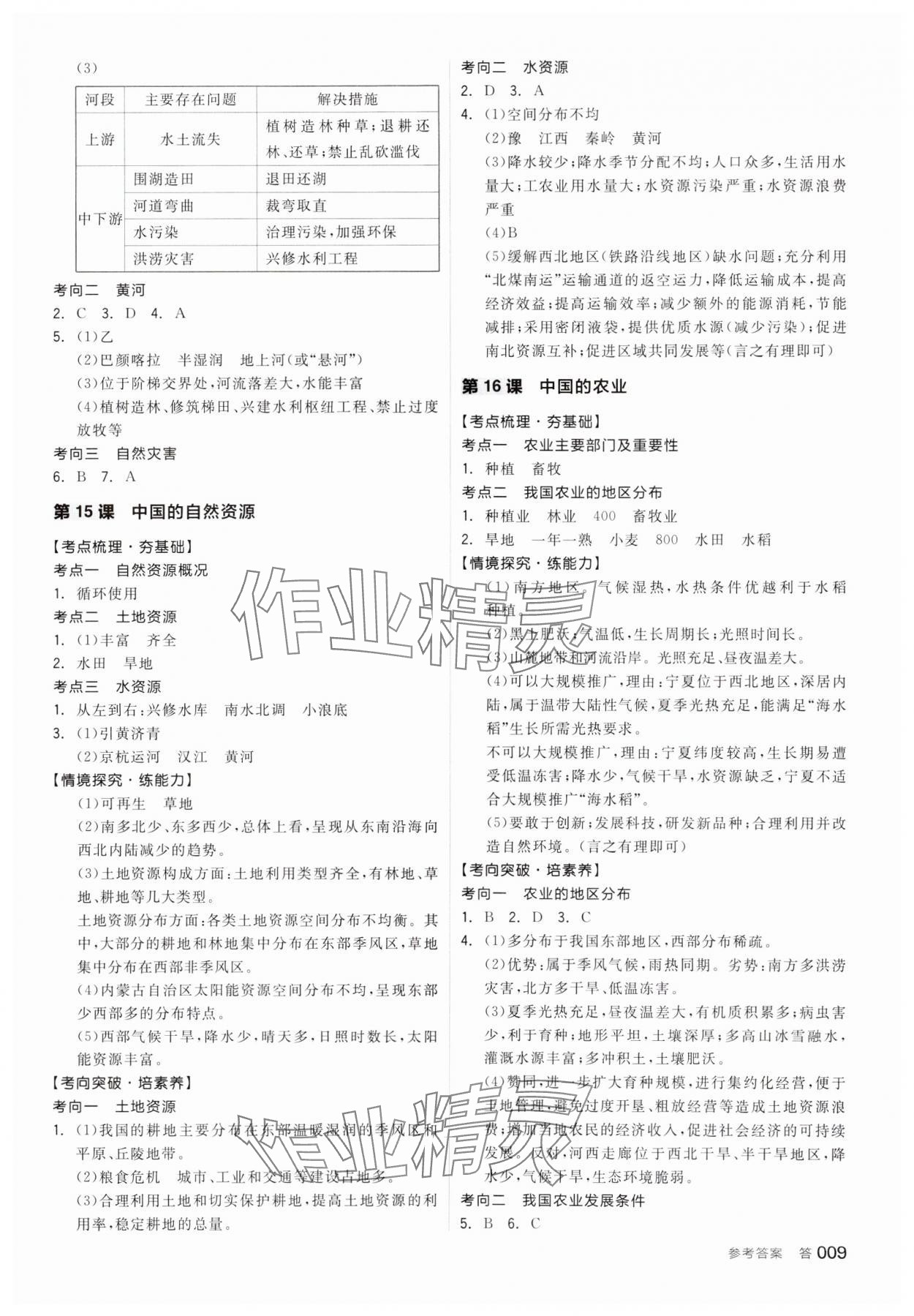 2025年全品中考復(fù)習(xí)方案地理內(nèi)蒙古專版 參考答案第8頁(yè)