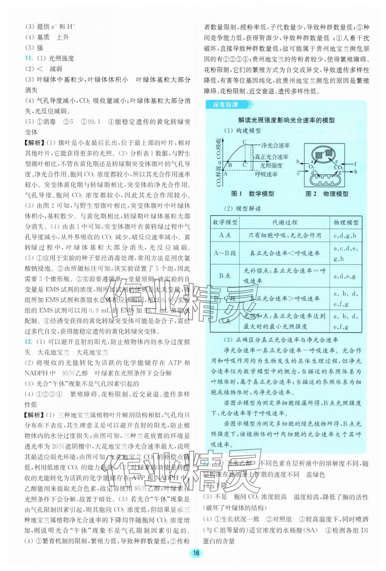 2025年南通小題天天練高中生物&nbsp;參考答案第16頁