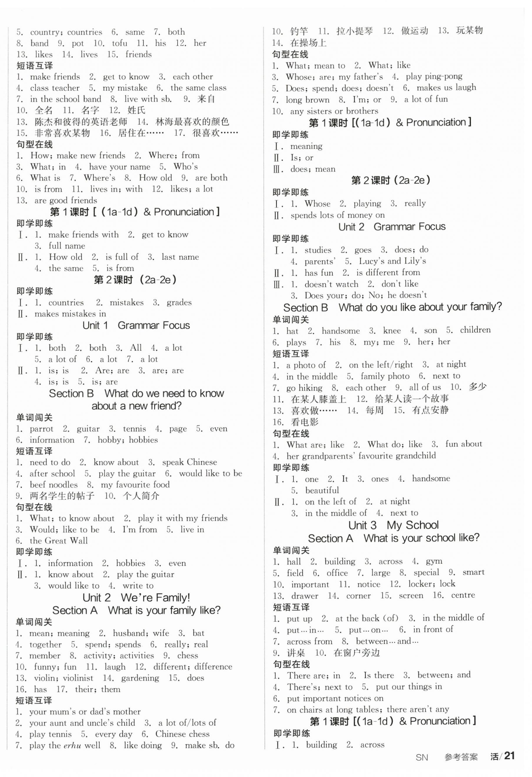 2024年全品學練考七年級英語上冊人教版陜西專版 第2頁