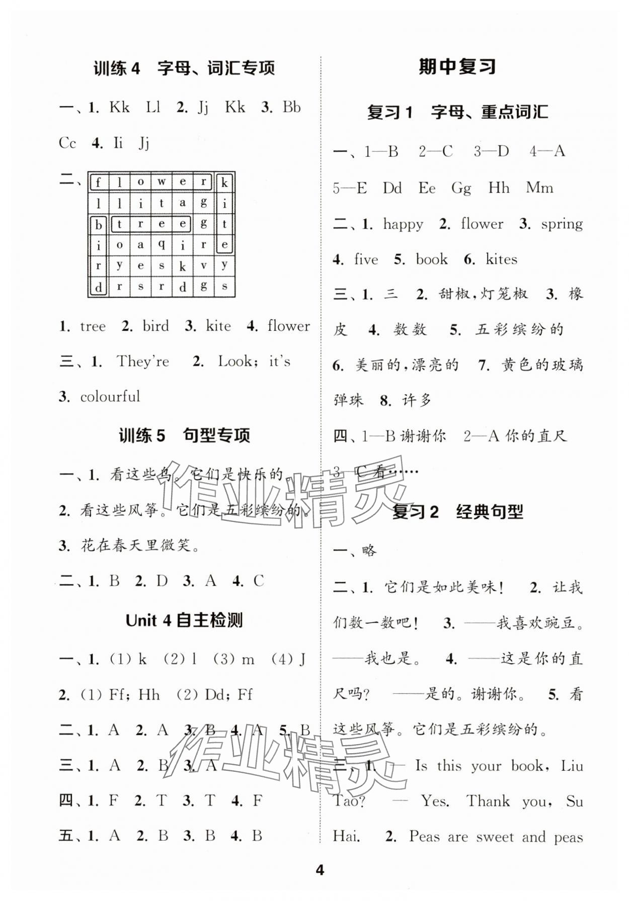 2024年默寫能手一年級英語下冊譯林版 第4頁